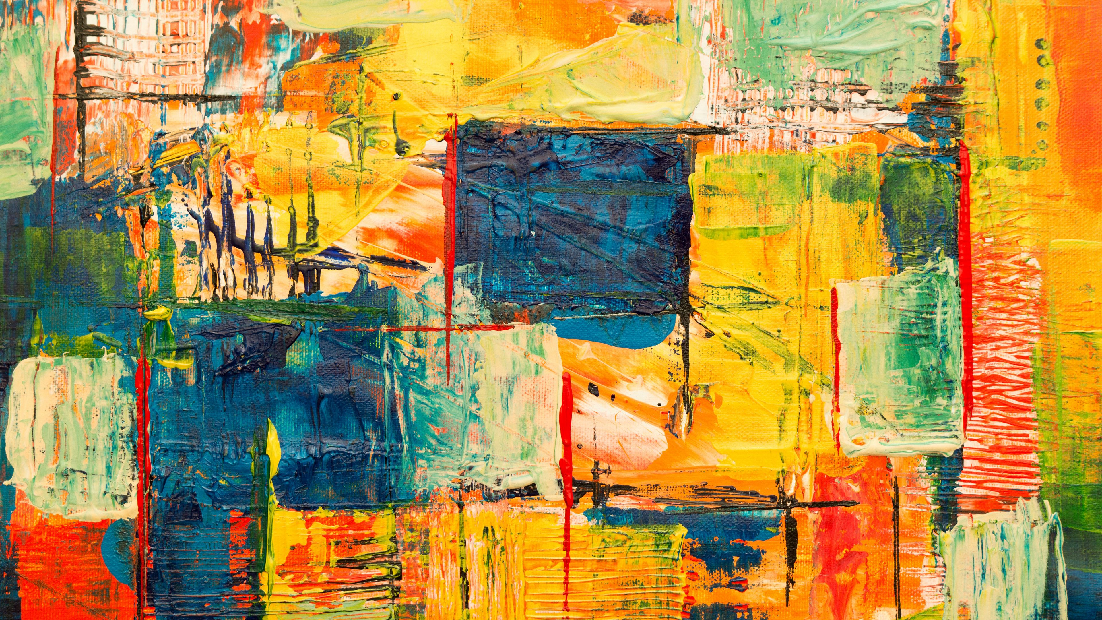 paint, canvas, spots, stains, colorful, 4k, HD Wallpaper