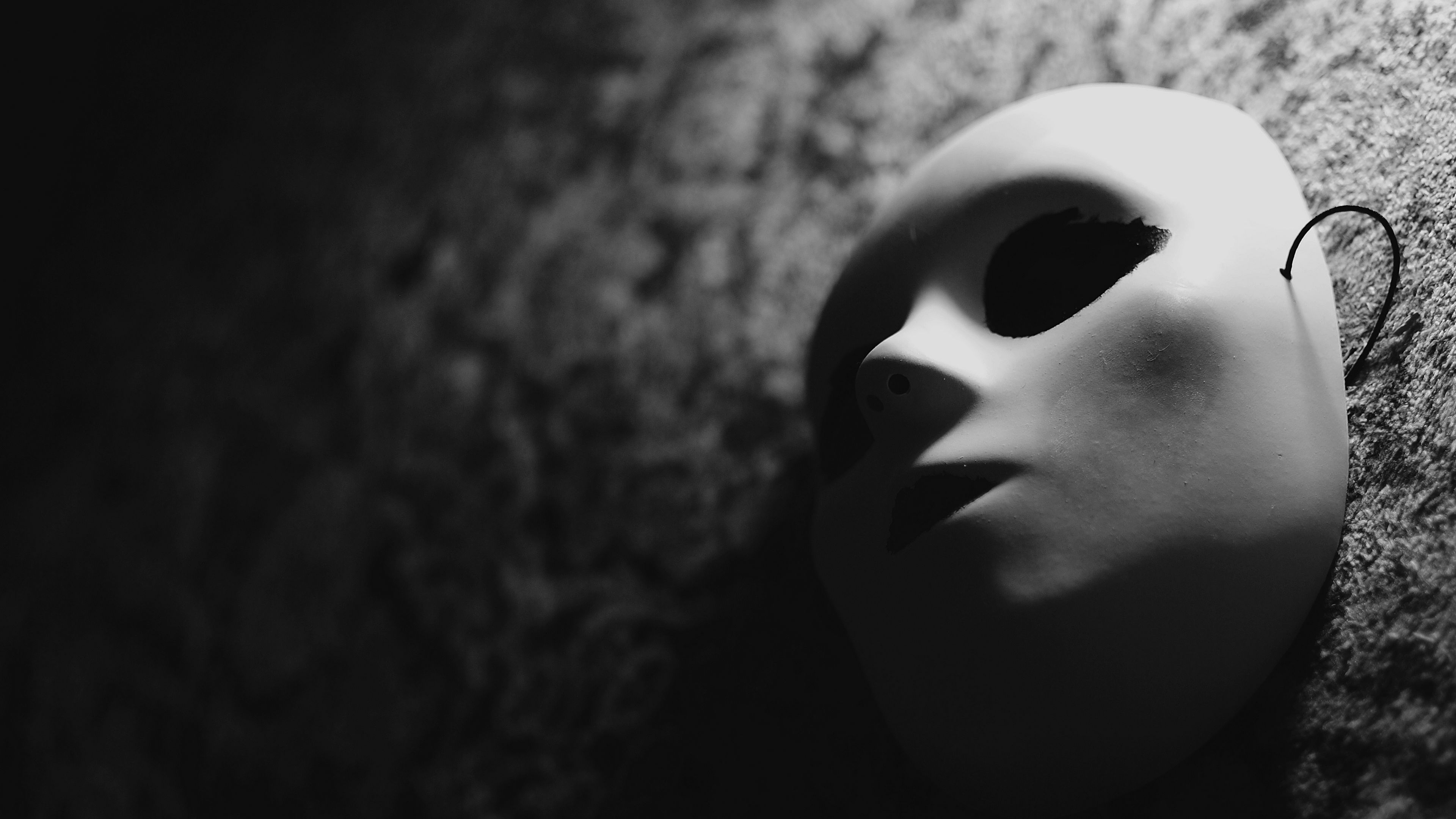mask, bw, monochrome, 4k, HD Wallpaper
