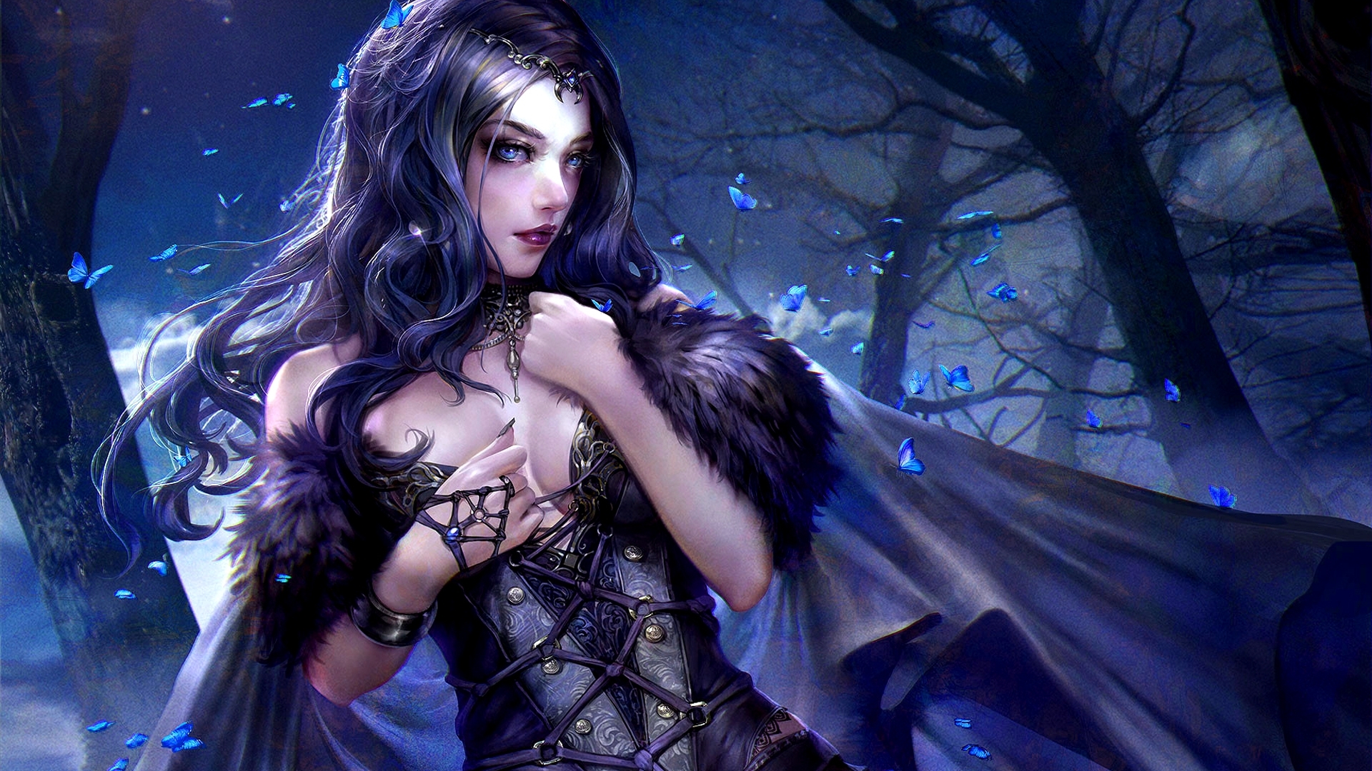 fantasy, dark, beauty, magic, night, women, HD Wallpaper