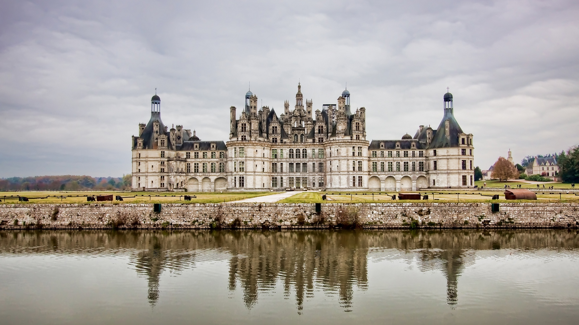 architecture, beautiful, man, made, reflection, overcast, castle, lake, HD Wallpaper