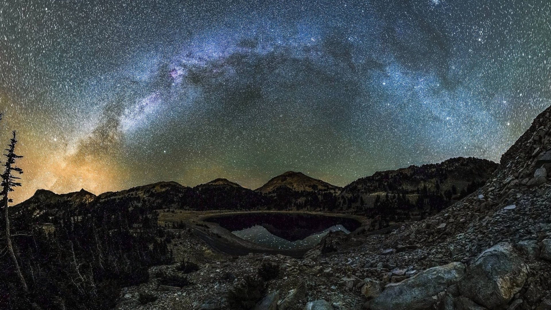 mt lassen, stars, cool, space, fun, milkey way, HD Wallpaper