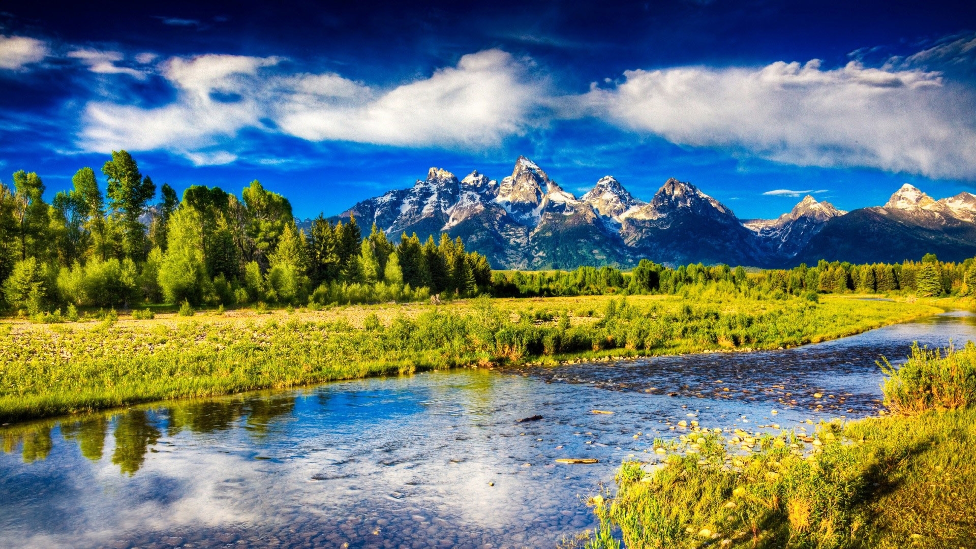 cloud, sky, hill, river, HD Wallpaper