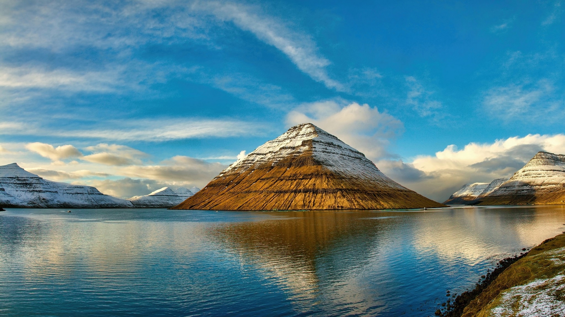 mountain, nature, sky, lake, HD Wallpaper