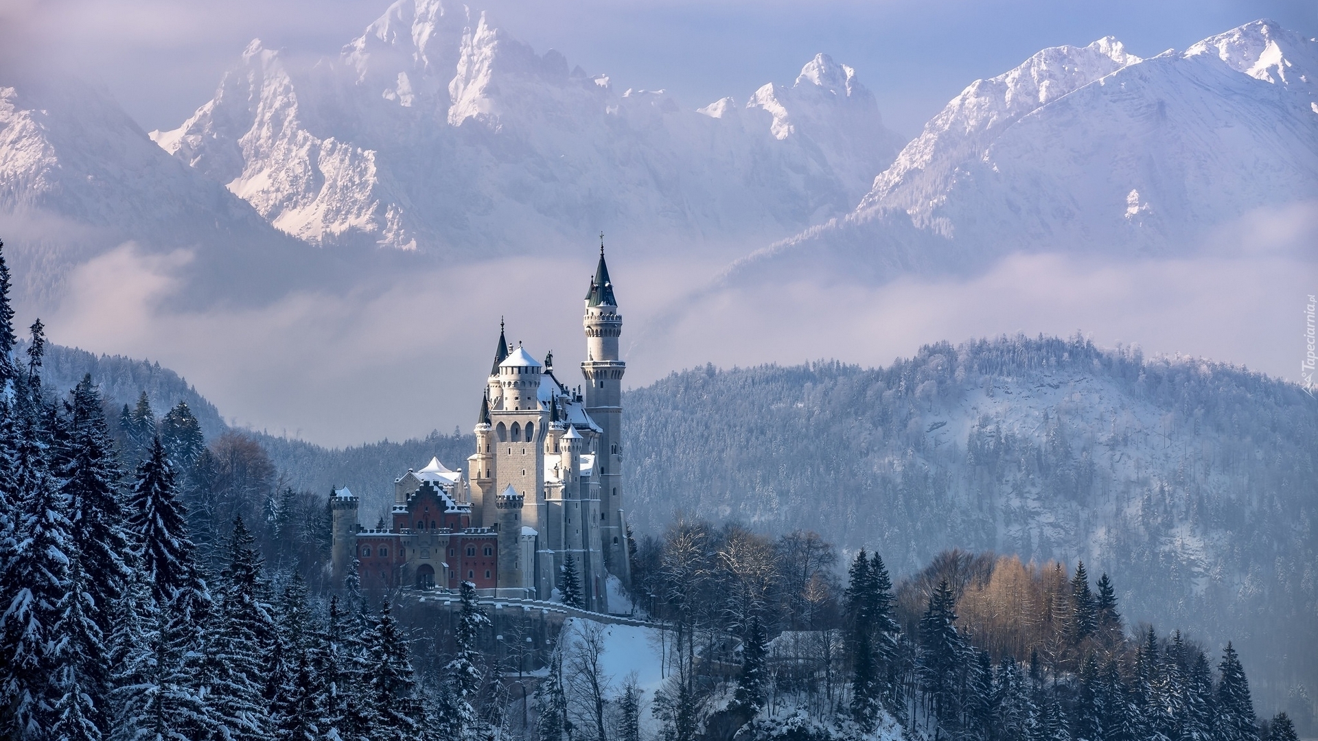 germany, castle, winter, mountains, HD Wallpaper
