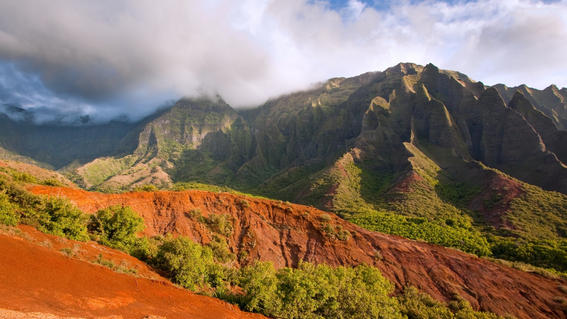 beautiful, clouds, skies, paradise, mountains, nature, forsts, tropical, blue, HD Wallpaper