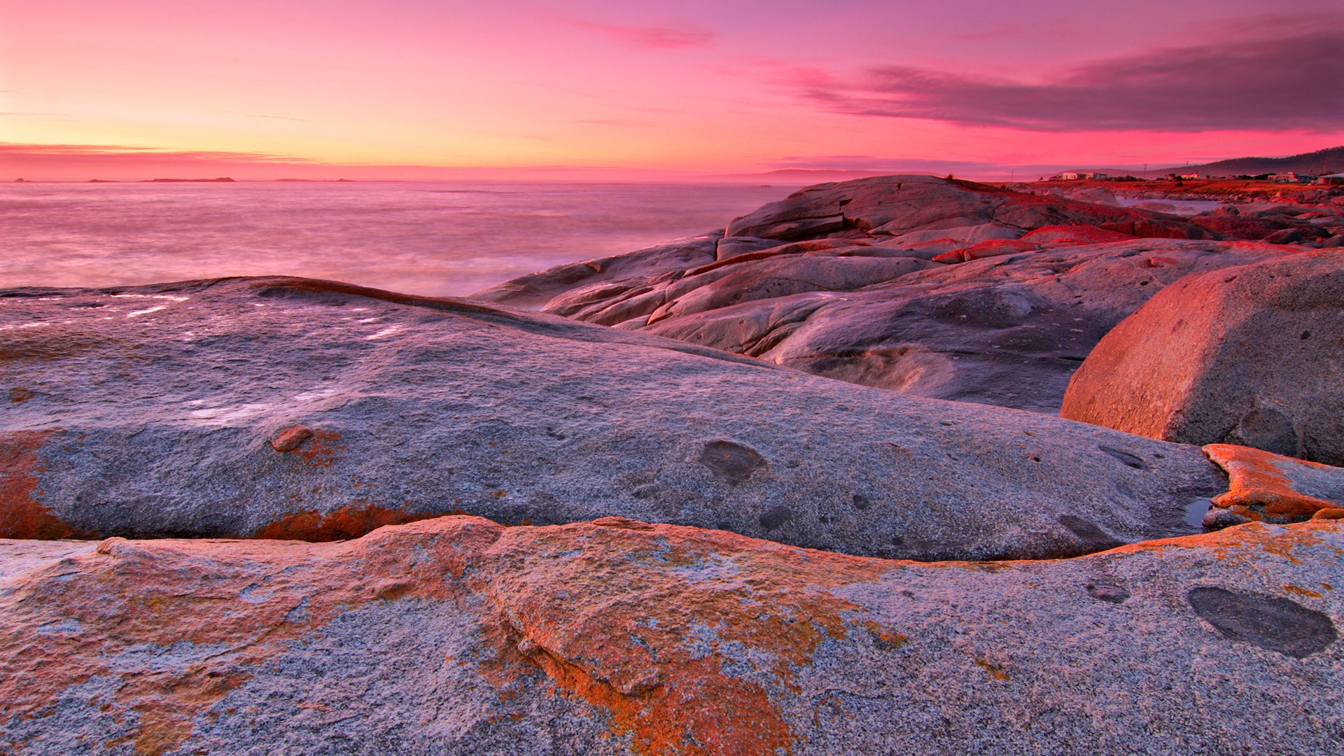 rocks, red, sun, sea, HD Wallpaper