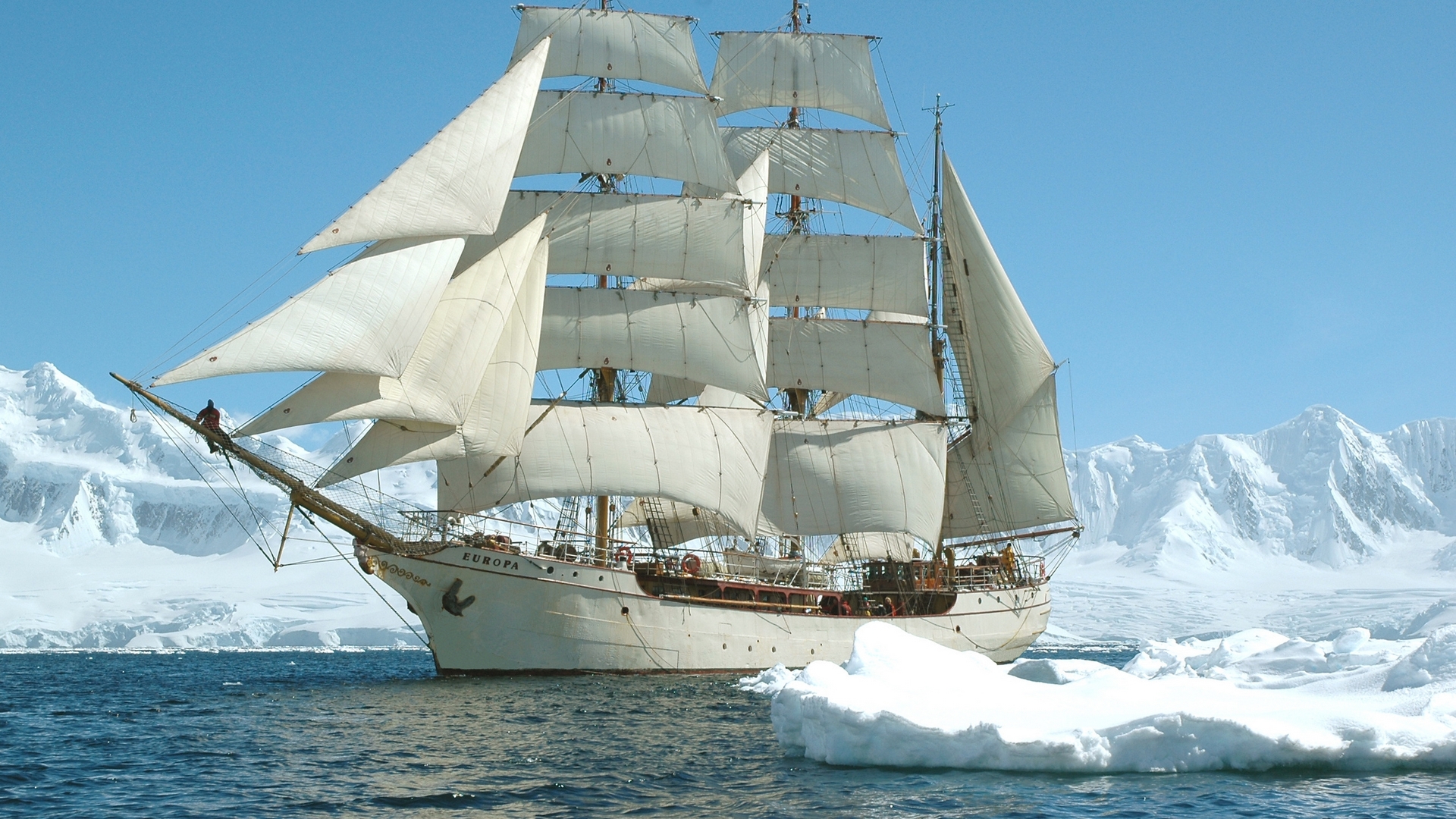 ice, sky, sailboat, sea, HD Wallpaper