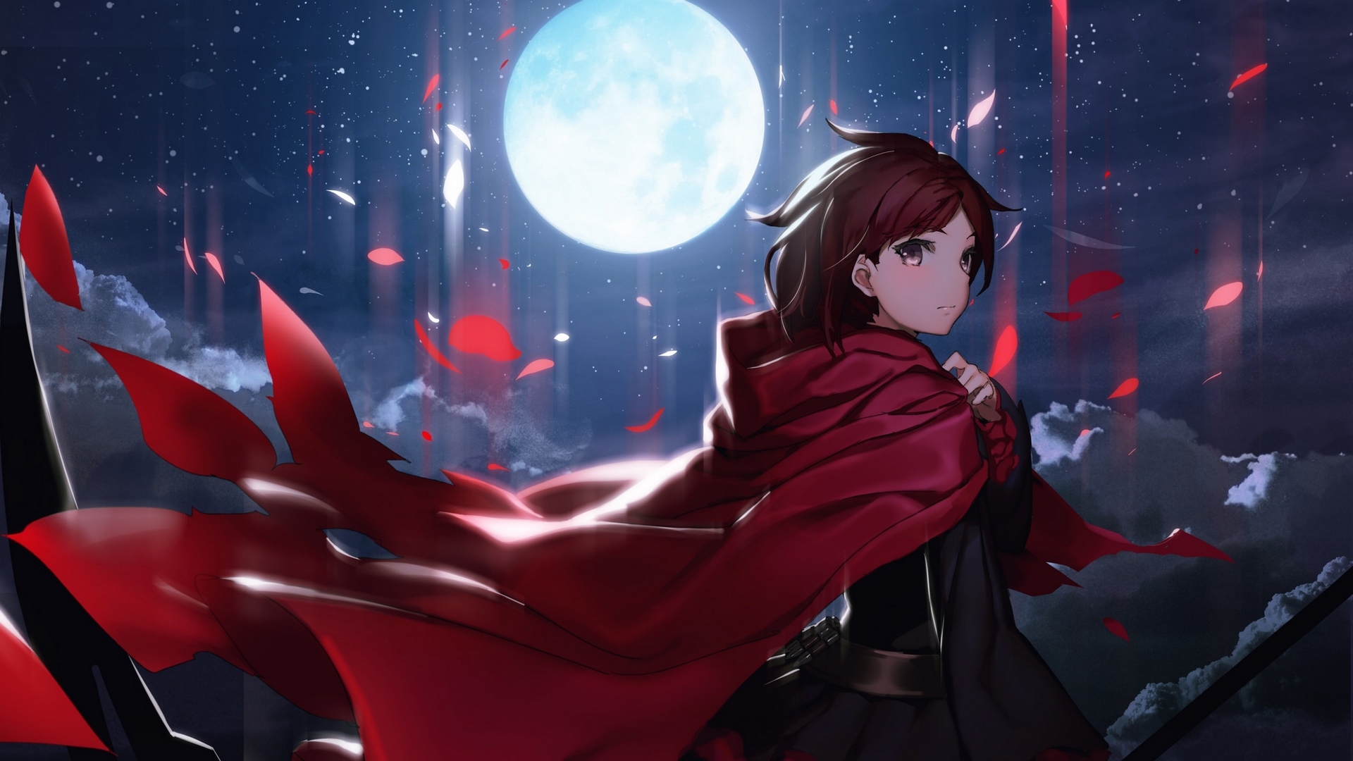 ruby, moon, girl, rose, HD Wallpaper