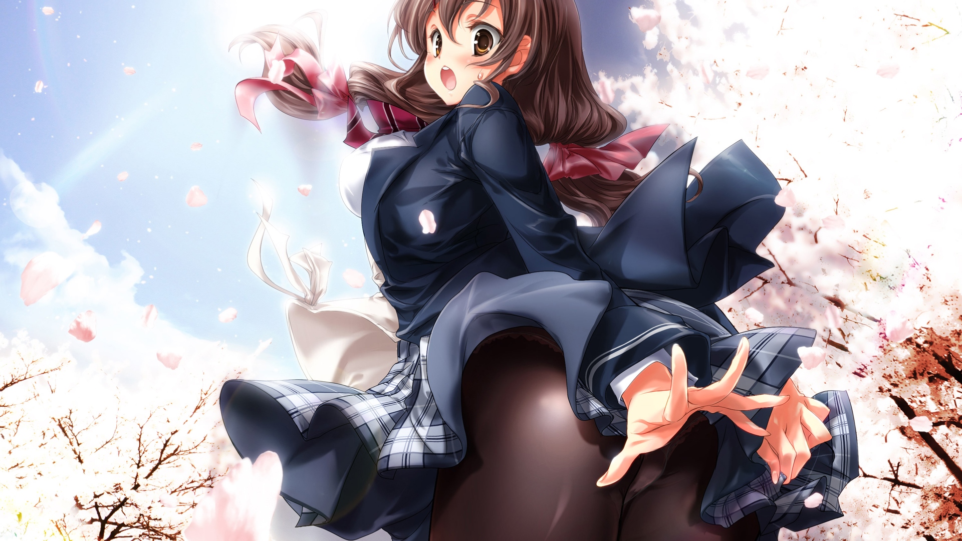 sakura, spring, girl, anime, HD Wallpaper
