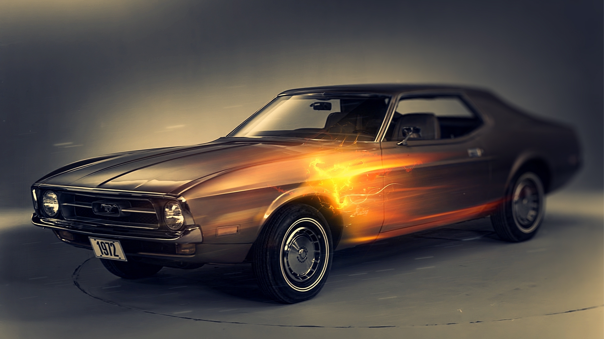 mustang, fire, car, ford, HD Wallpaper