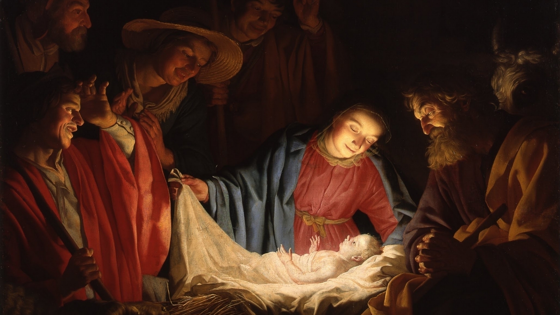 joseph, baby, shepherds, mary, adoration, jesus, HD Wallpaper