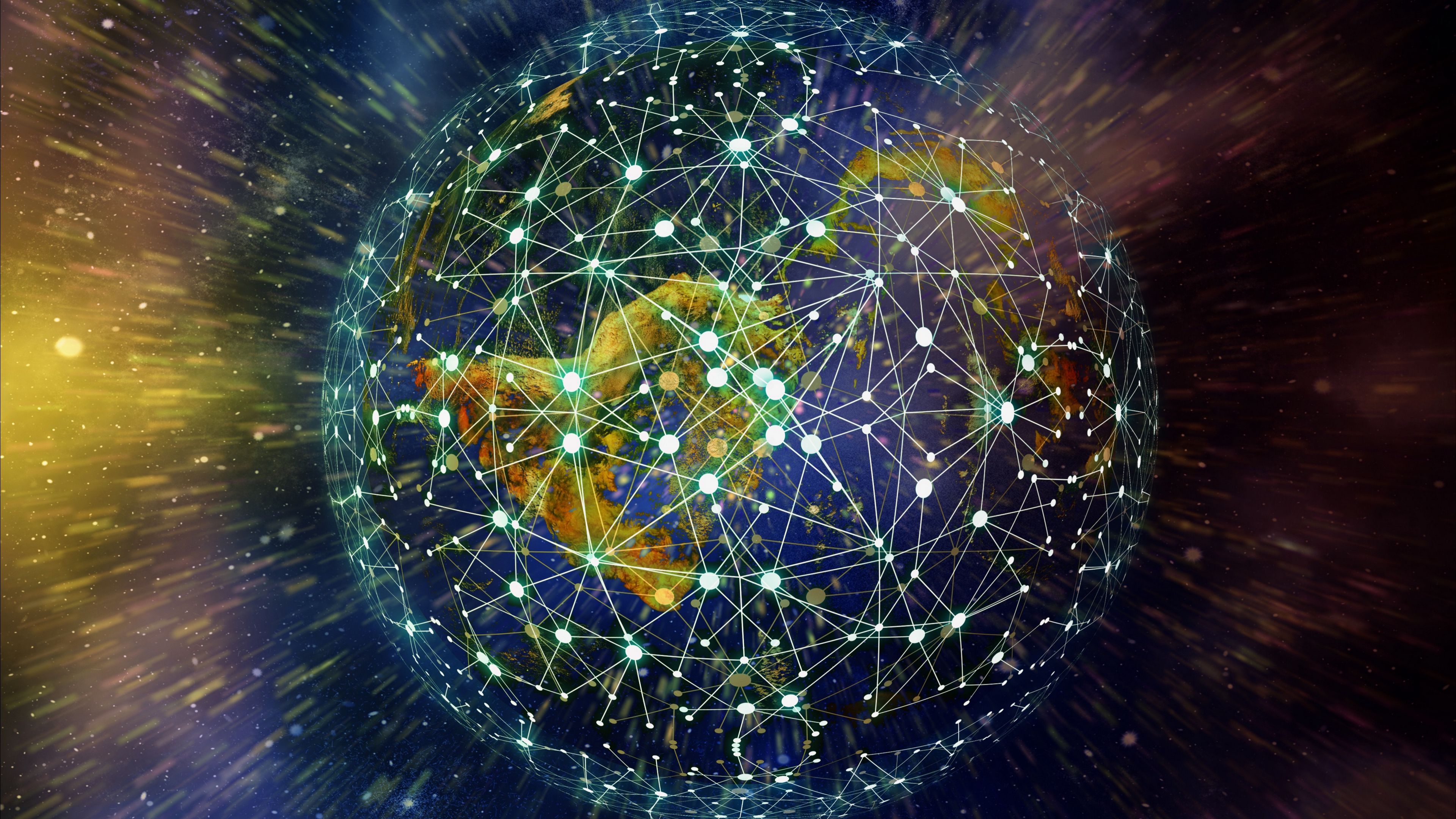 planet, earth, plexus, nets, outer space, 4k, HD Wallpaper