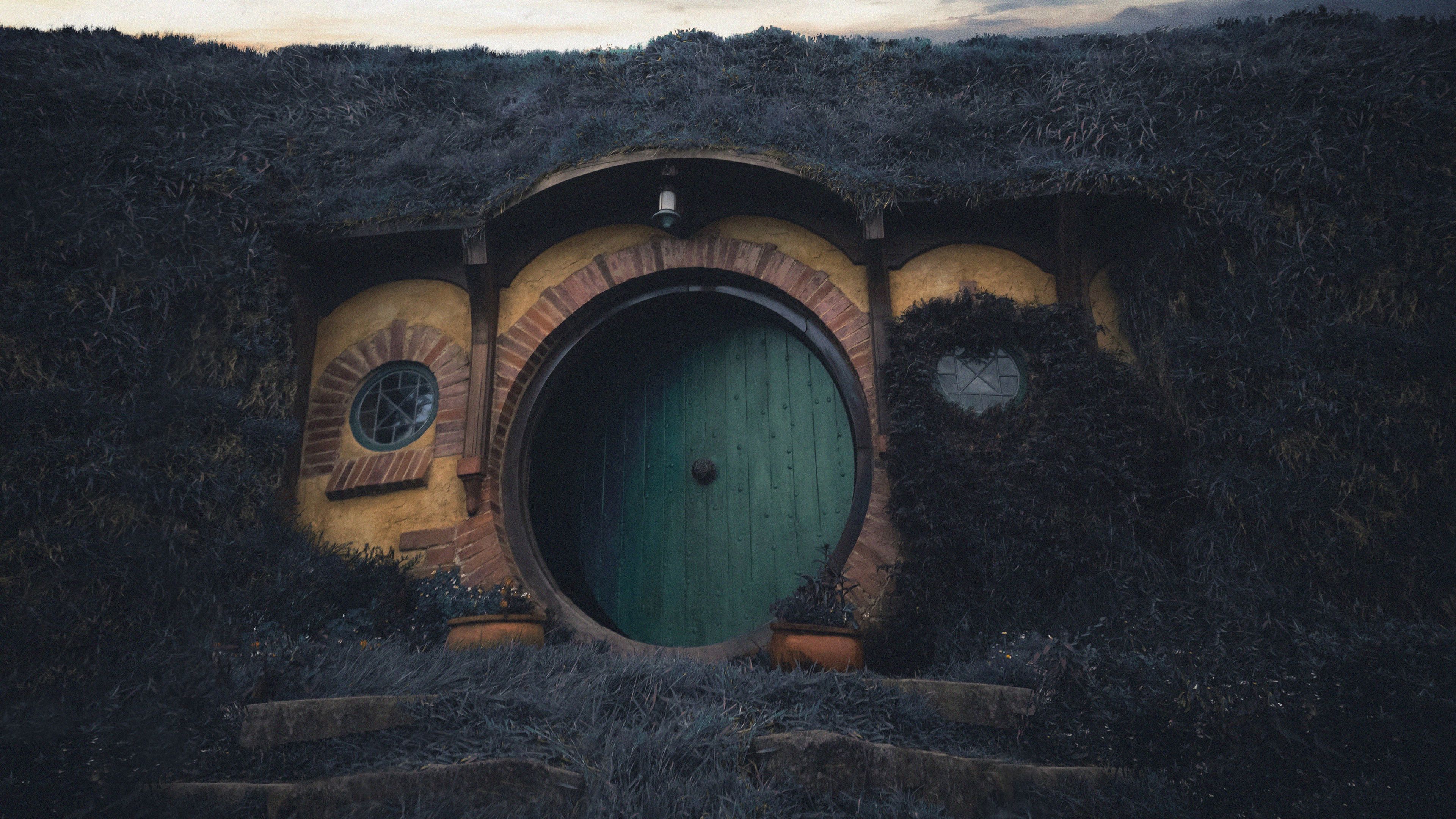 building, door, hobbiton movie set, new zealand, 4k, HD Wallpaper