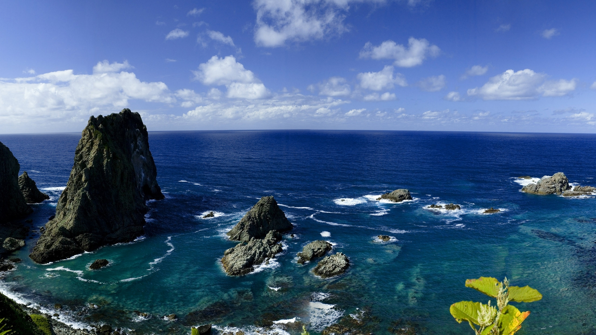 rocks, japan, sky, ocean, HD Wallpaper