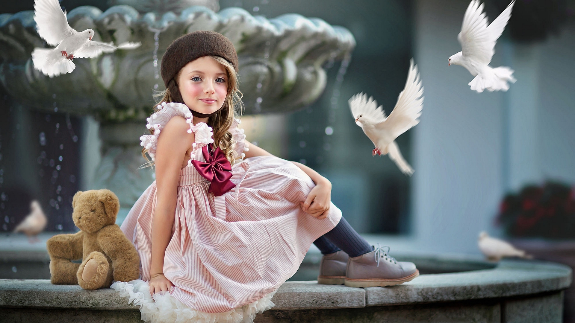 pretty, adorable, sightly, sweet, nice, love, beauty, face, child, bird, bonny, lovely, pure, blonde, baby, set, cute, white, hair, little, bear, desktopnexus, beautiful, dainty, kid, photography, fair, people, pink, belle, comely, girl, princess, childhood, HD Wallpaper