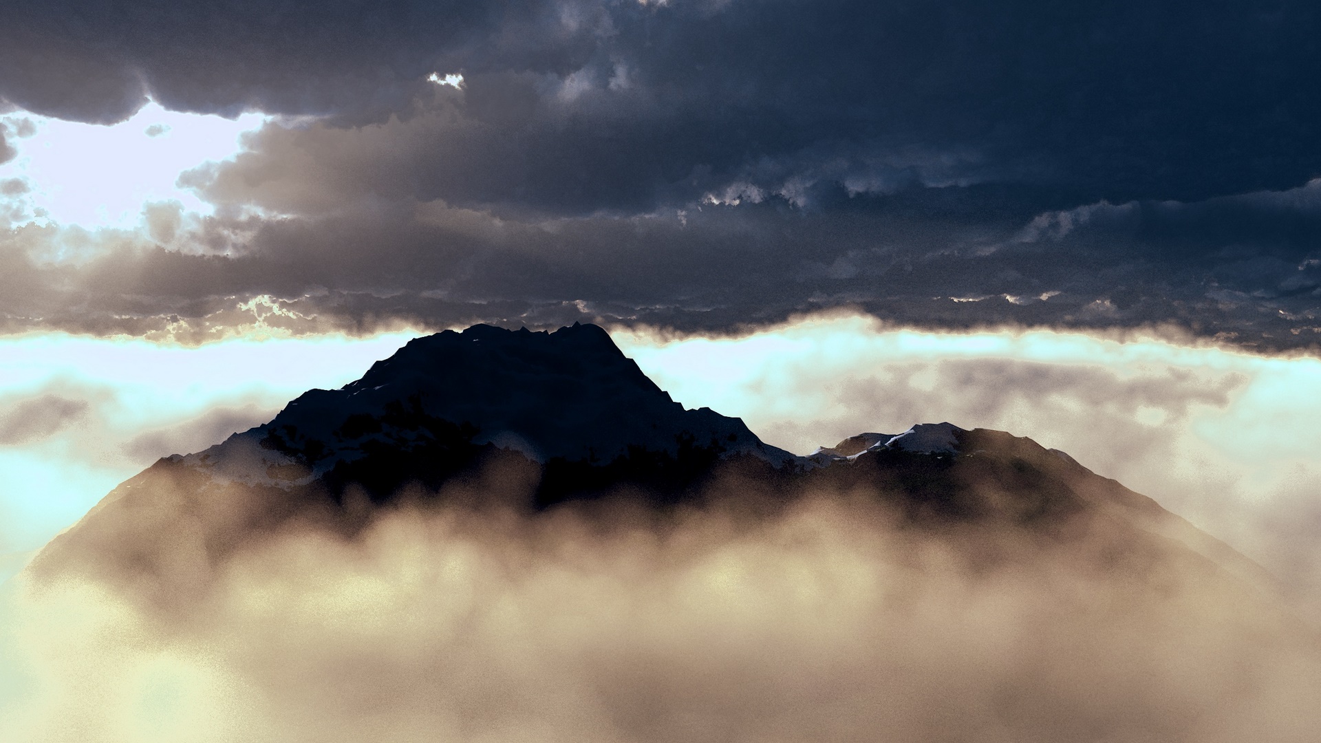 mountains, nature, clouds, sky, fog, HD Wallpaper