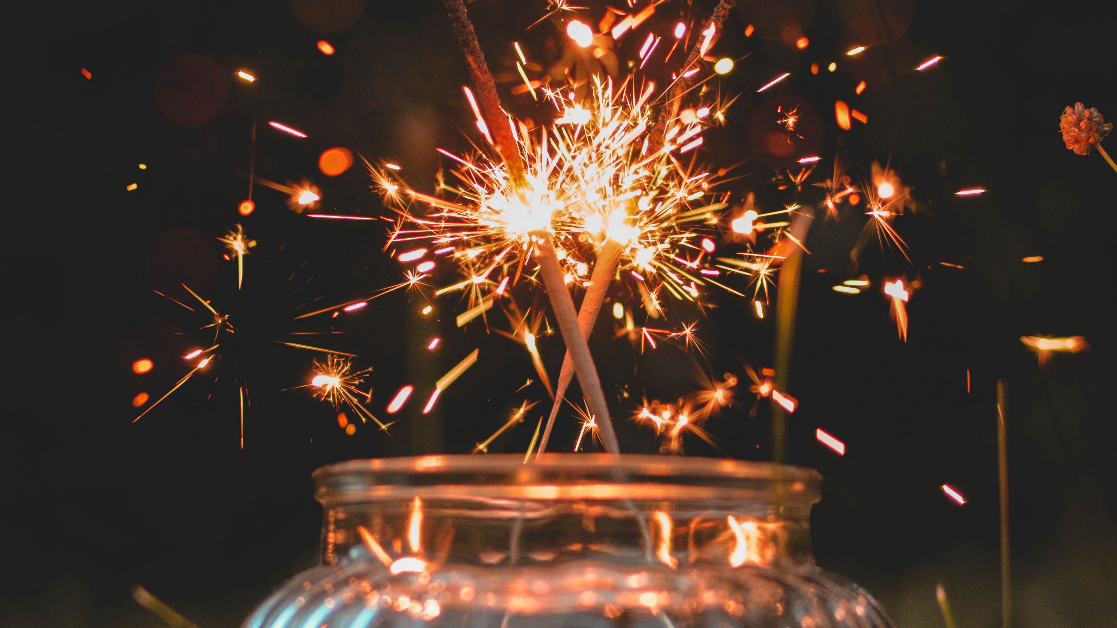 bengal fire, bank, sparks, glitter, 4k, HD Wallpaper
