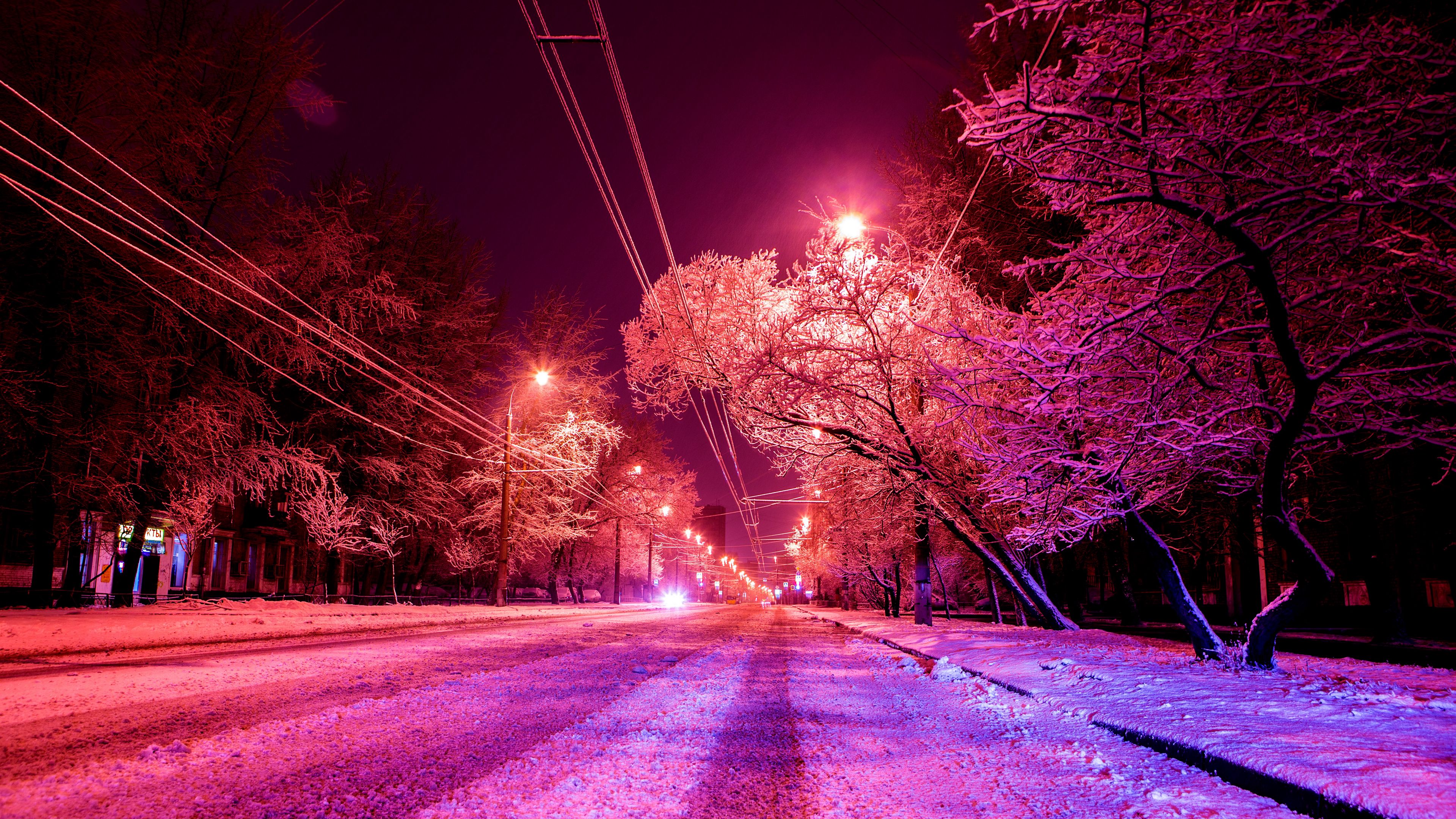 city, winter, photoshop, road, snow, 4k, HD Wallpaper