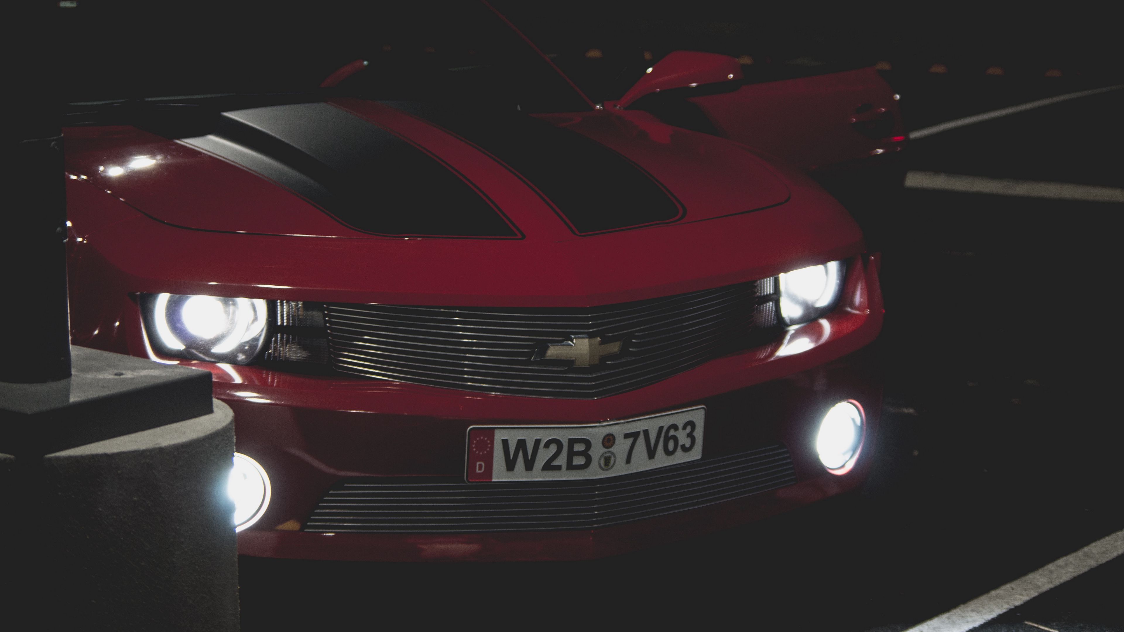chevrolet camaro, front view, headlights, front bumper, 4k, HD Wallpaper