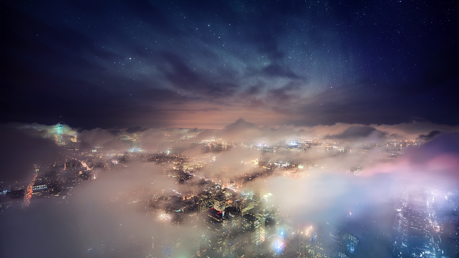 stars, cityscapes, sky, photography, lights, nature, HD Wallpaper