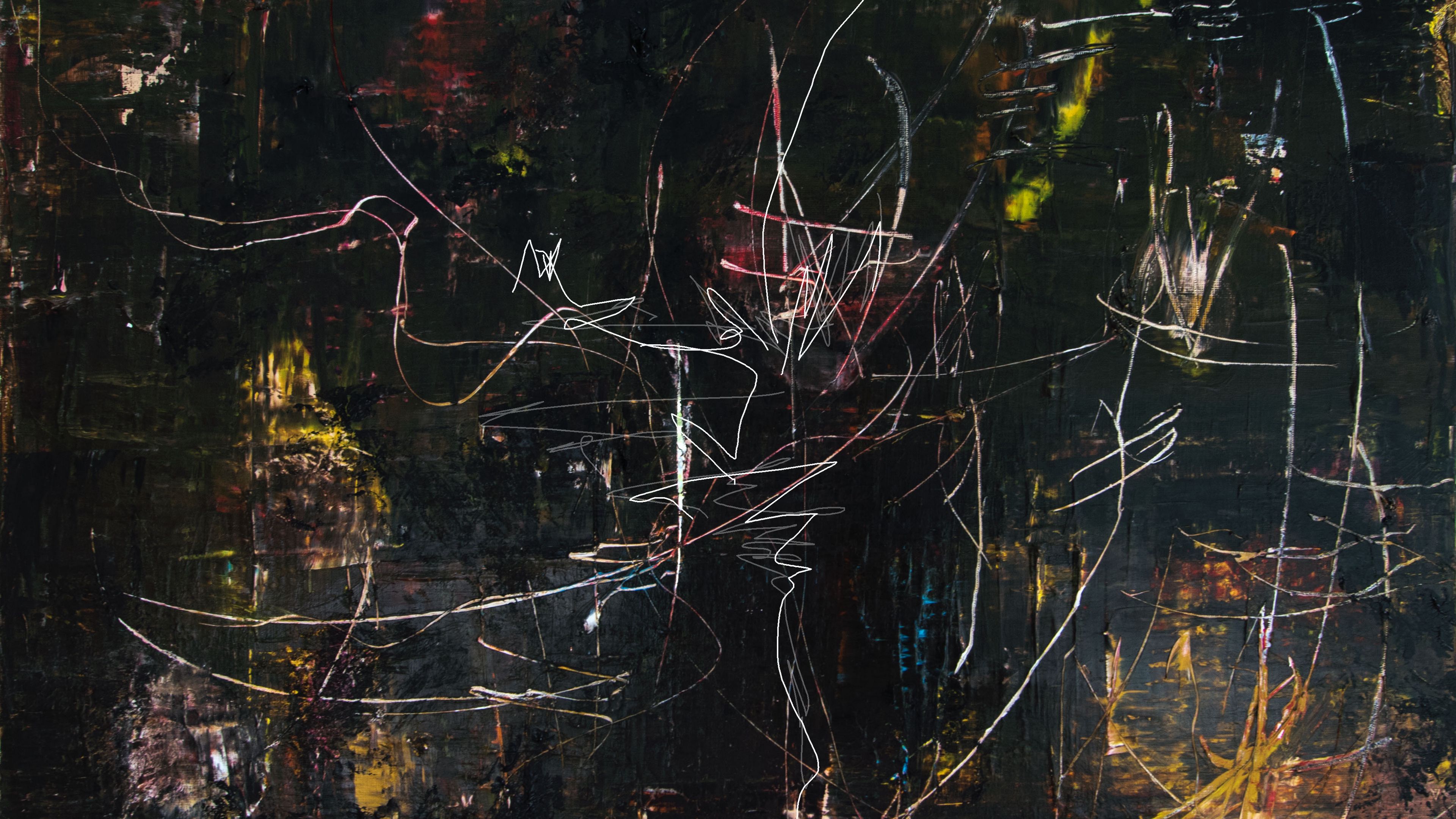 abstraction, stains, lines, paint, 4k, HD Wallpaper