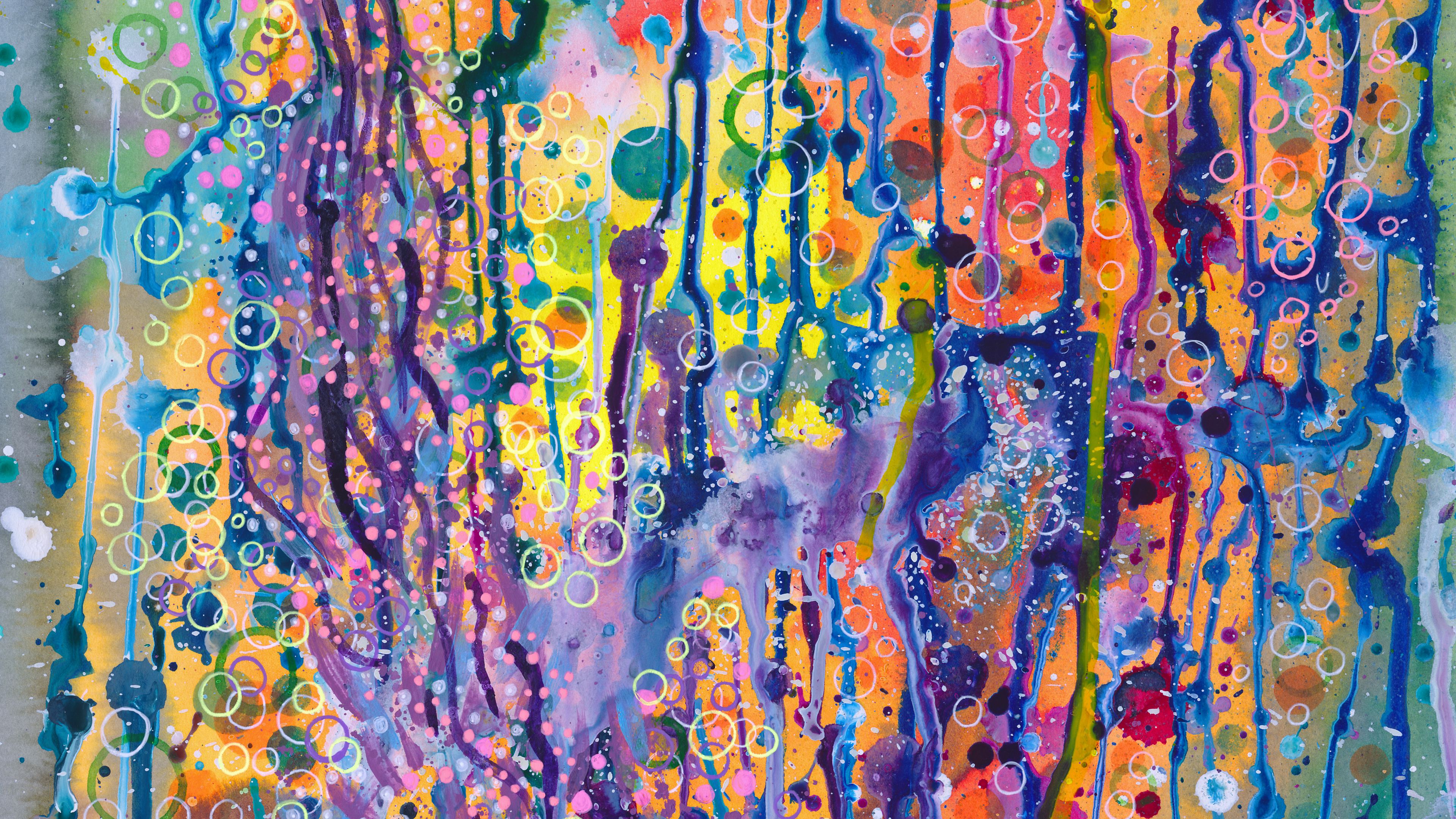stains, circles, paint, colorful, 4k, HD Wallpaper