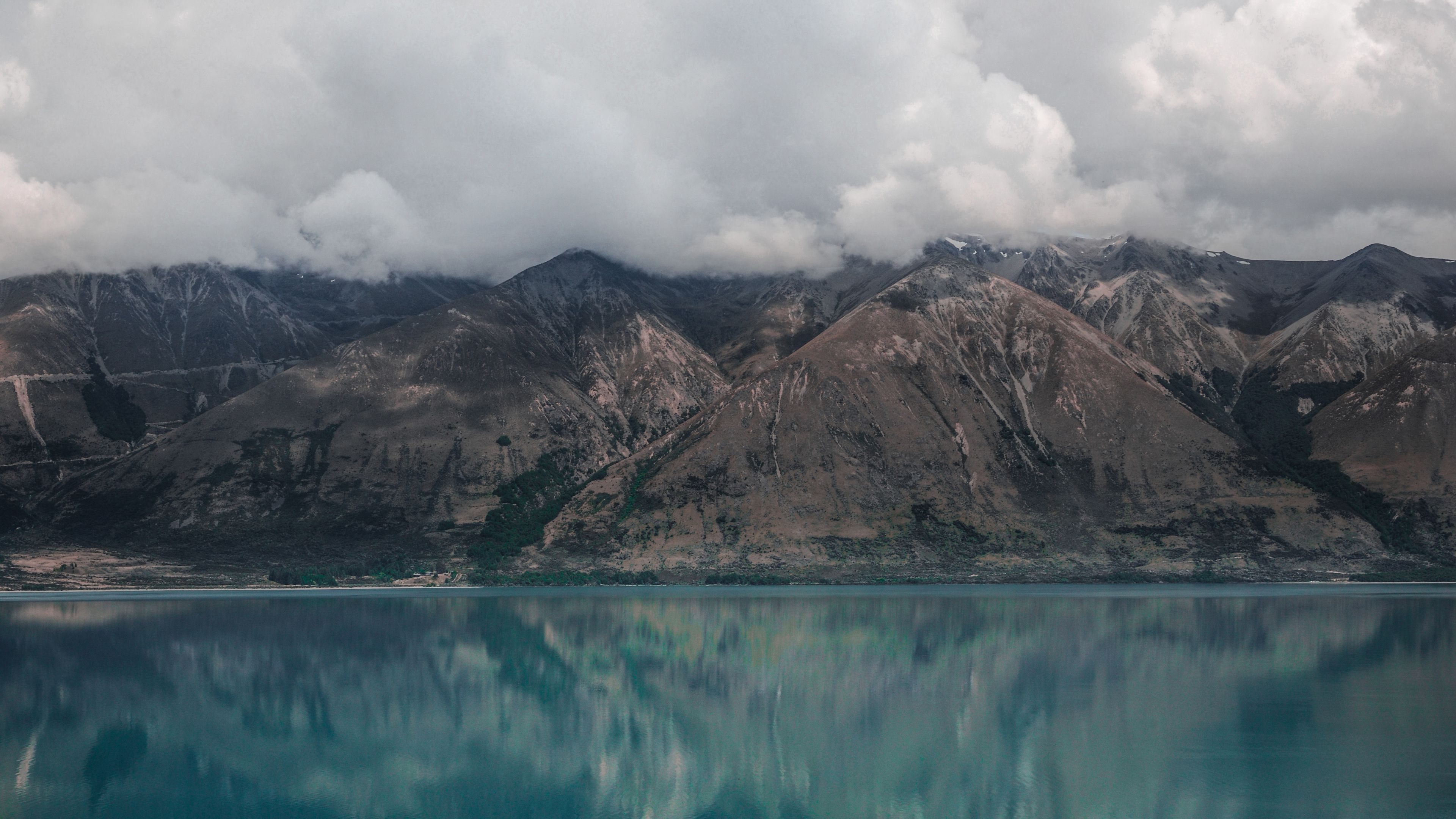 mountains, lake, clouds, ohau, new zealand, 4k, HD Wallpaper