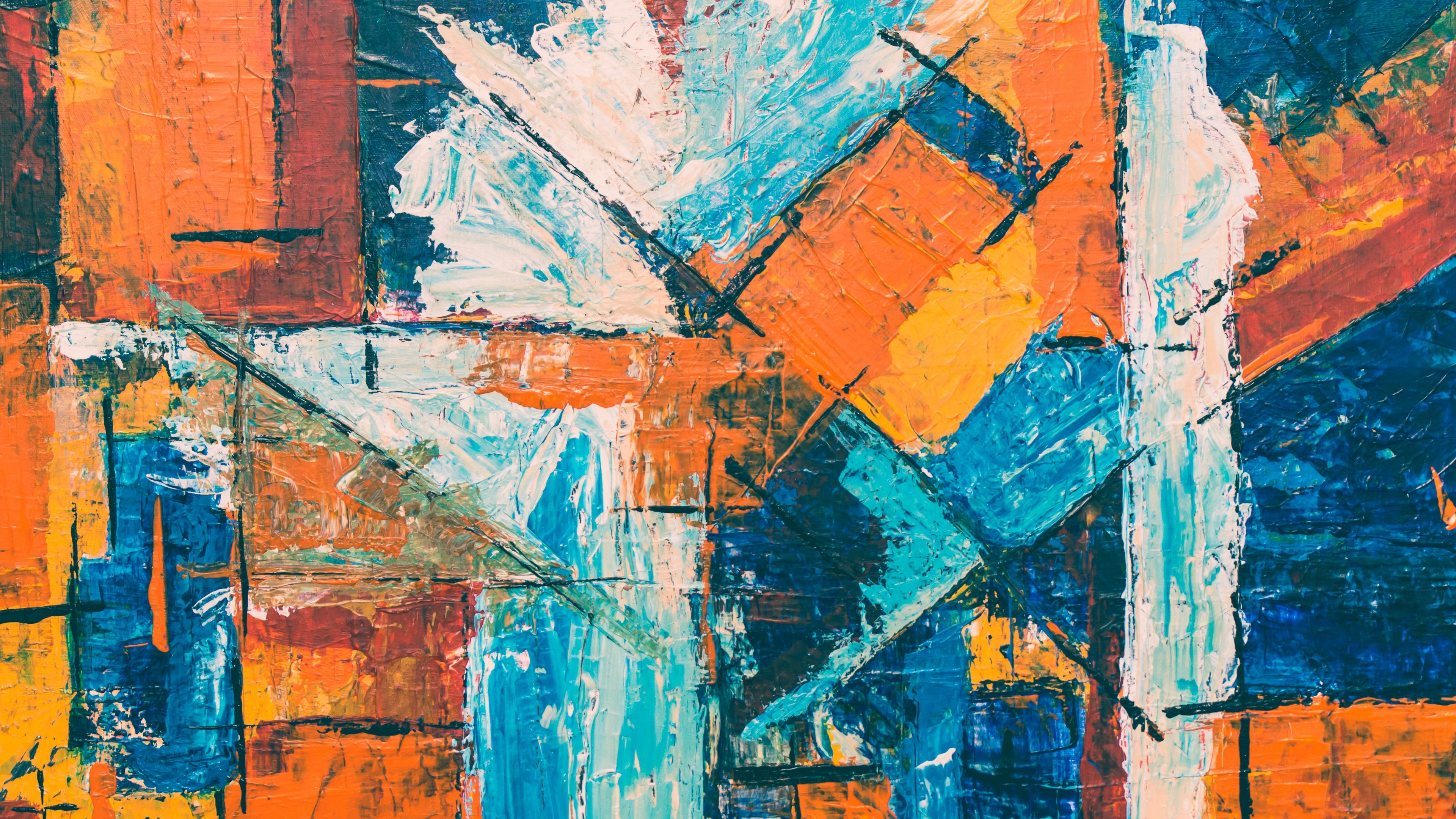 paint, abstract, stains, lines, multicolored, 4k, HD Wallpaper
