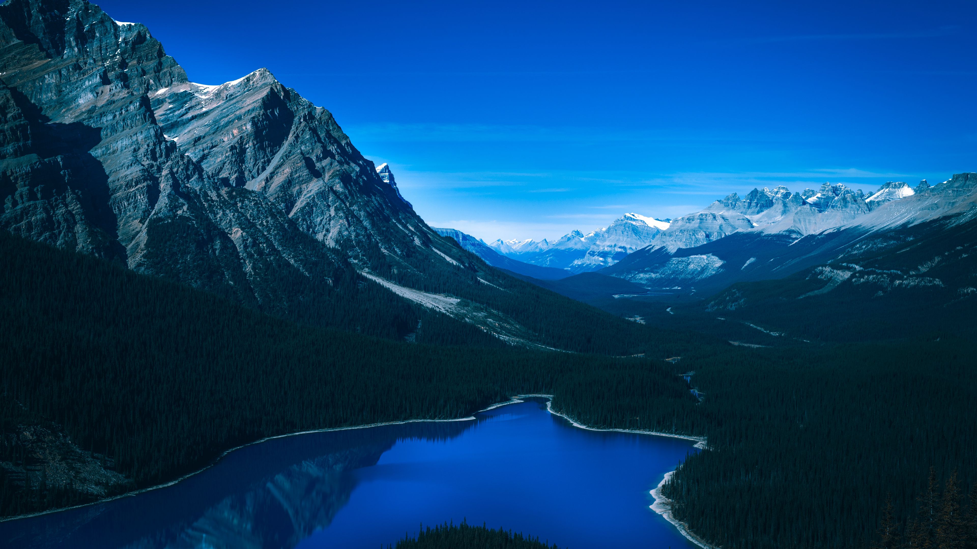 mountains, peyto lake, canada, 4k, HD Wallpaper