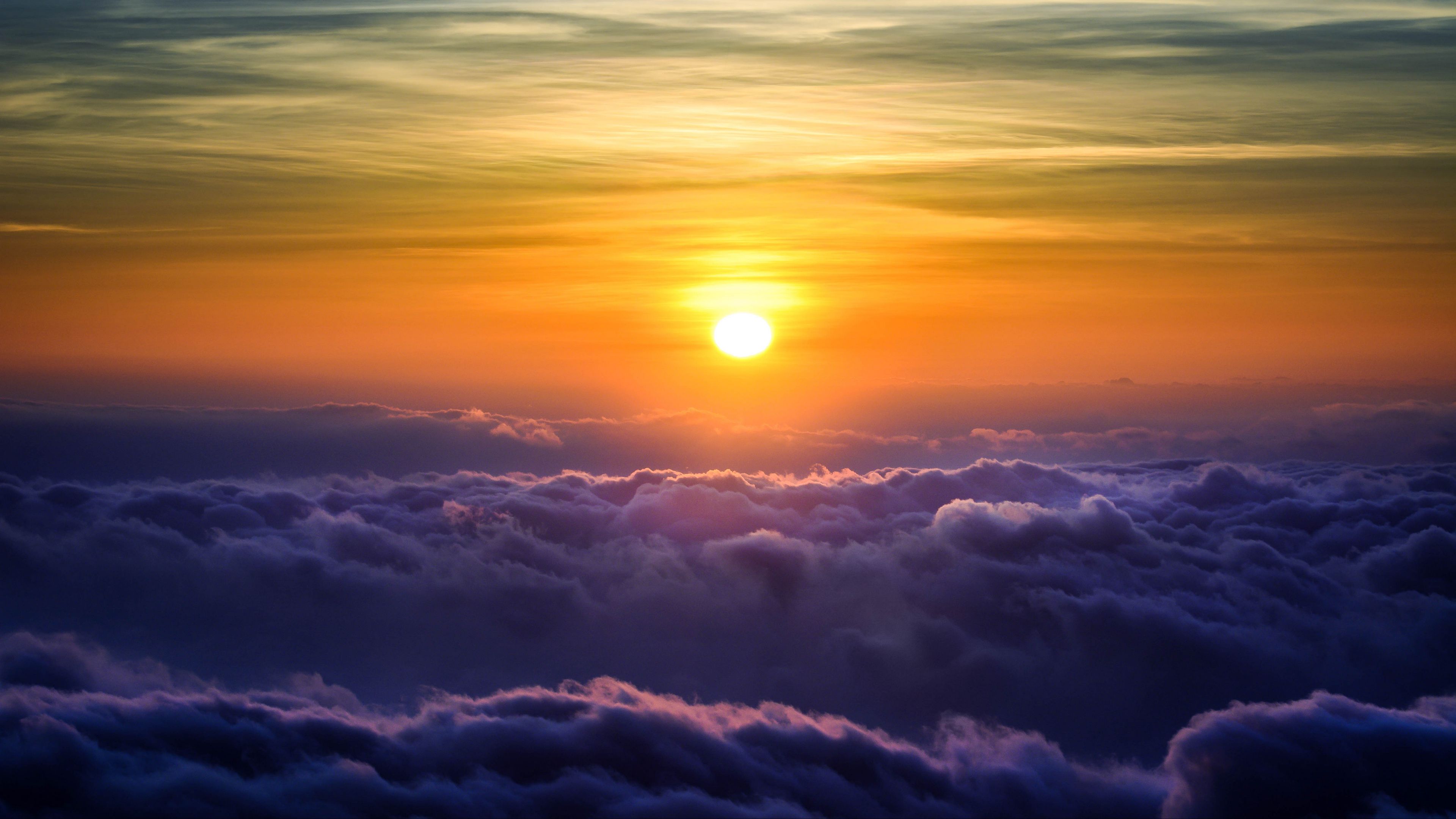 clouds, sky, sun, porous, light, 4k, HD Wallpaper
