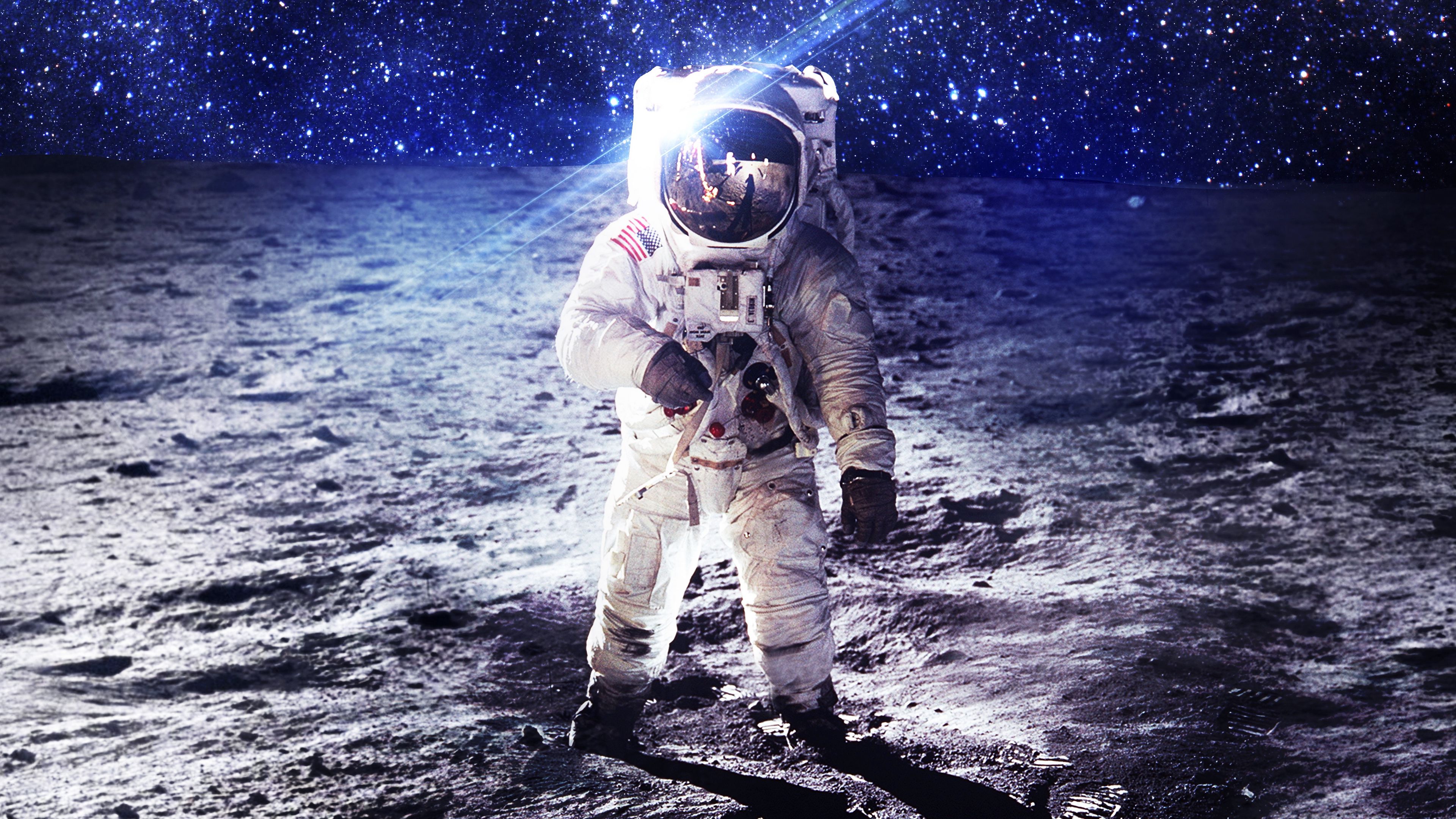 cosmonaut, space suit, space, planet, stars, 4k, HD Wallpaper