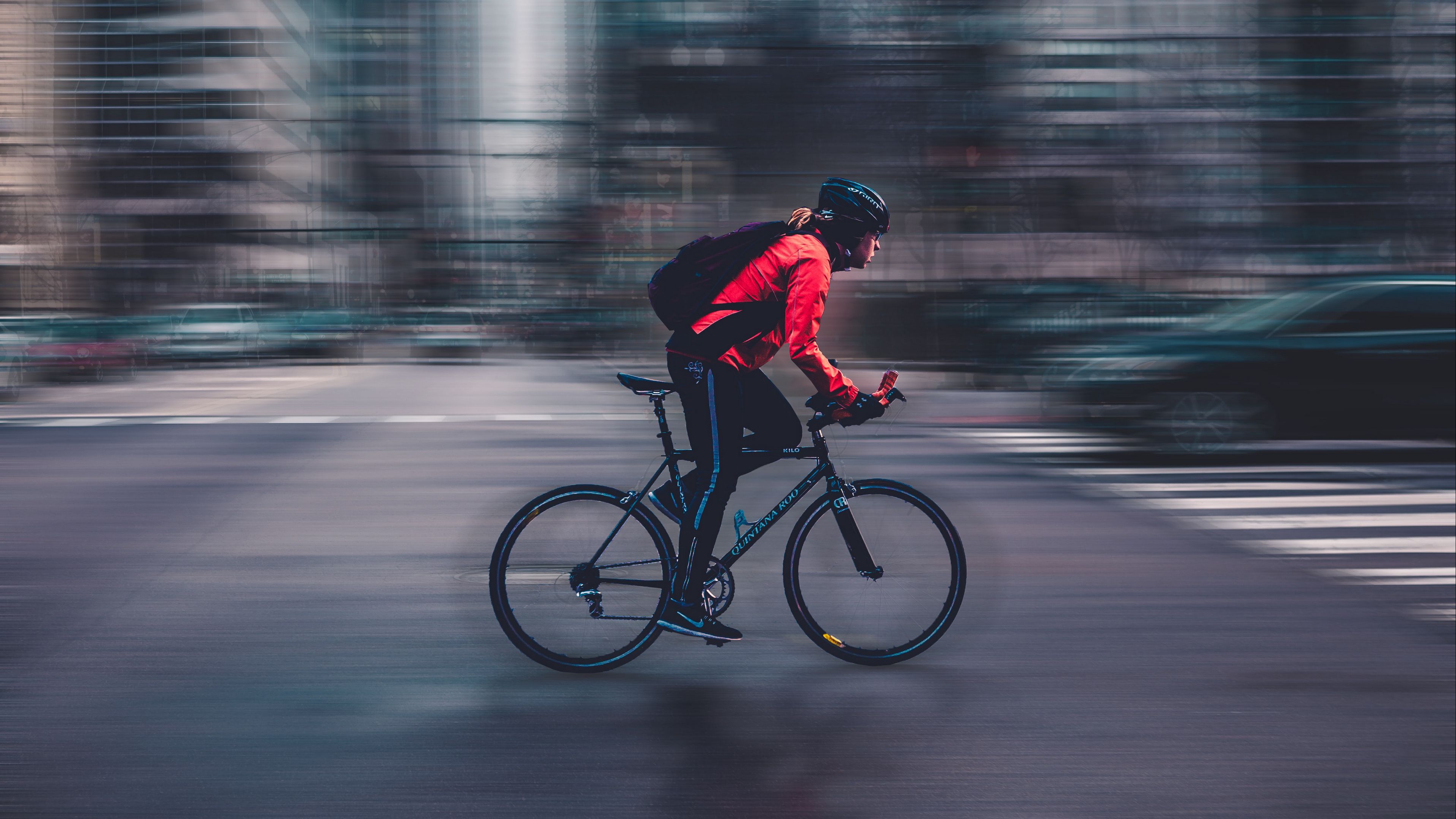 cyclist, speed, bicycle, motion, blur, 4k, HD Wallpaper