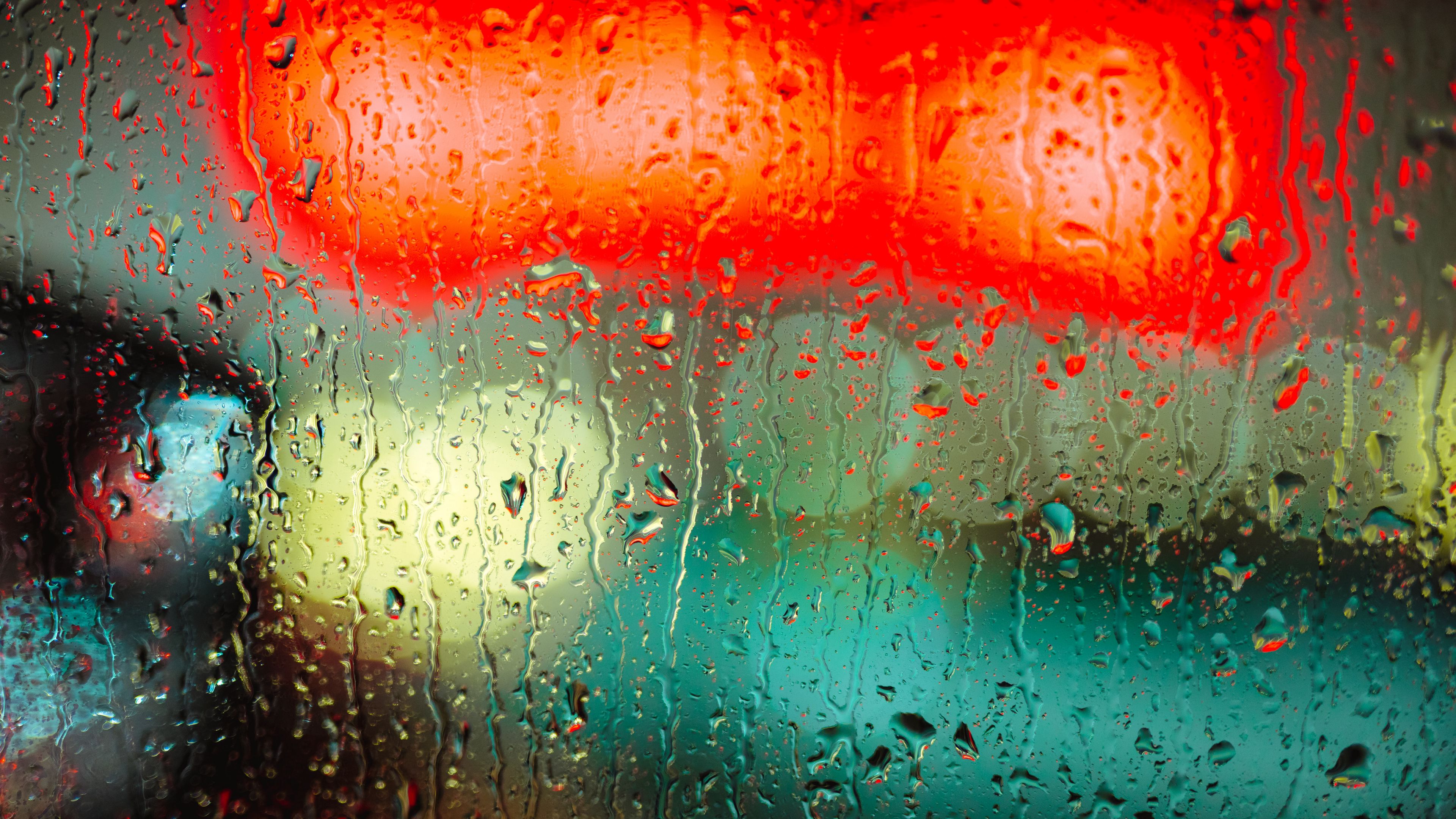 drops, glass, blur, 4k, HD Wallpaper