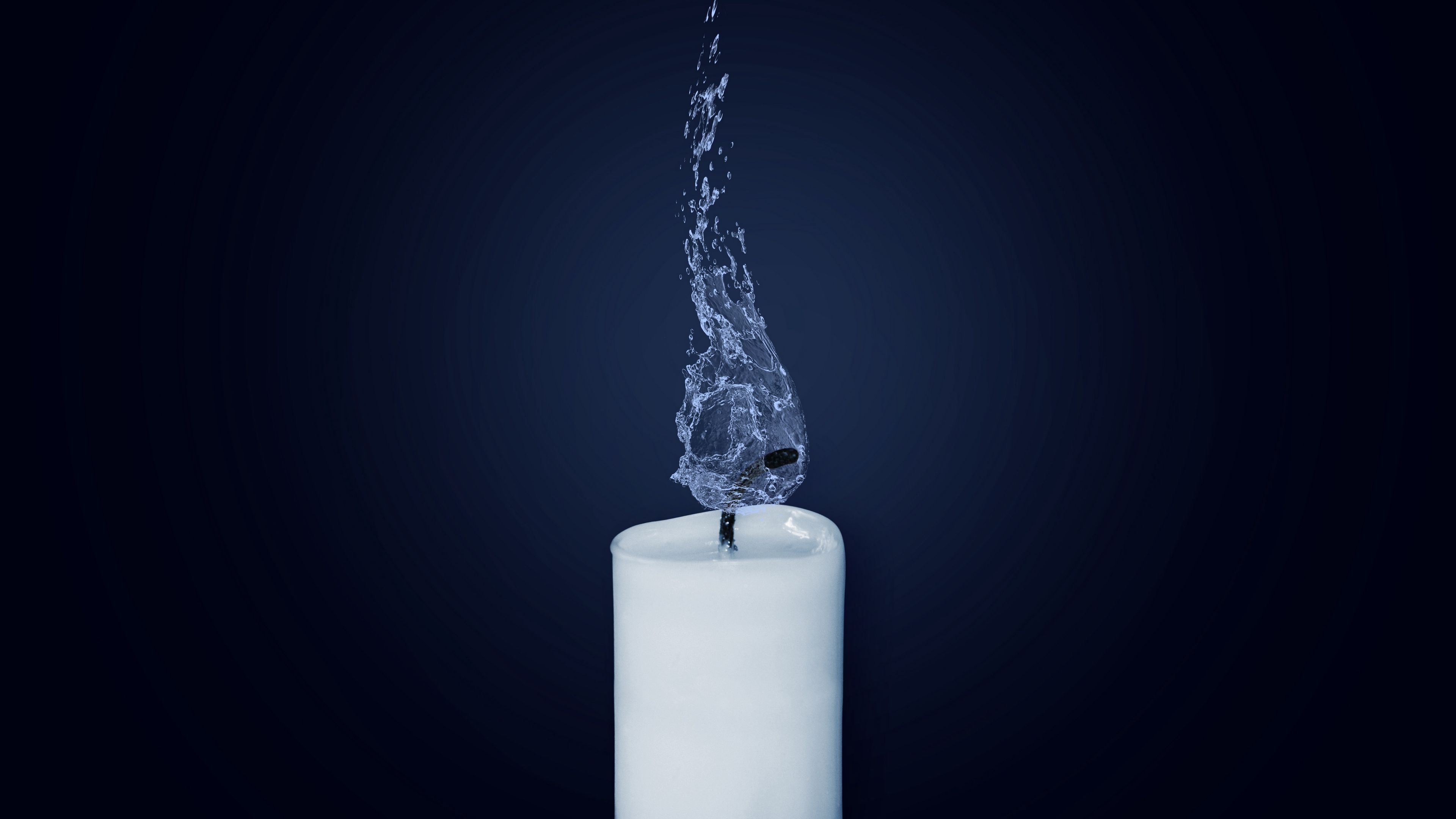 candle, wick, water, photoshop, 4k, HD Wallpaper