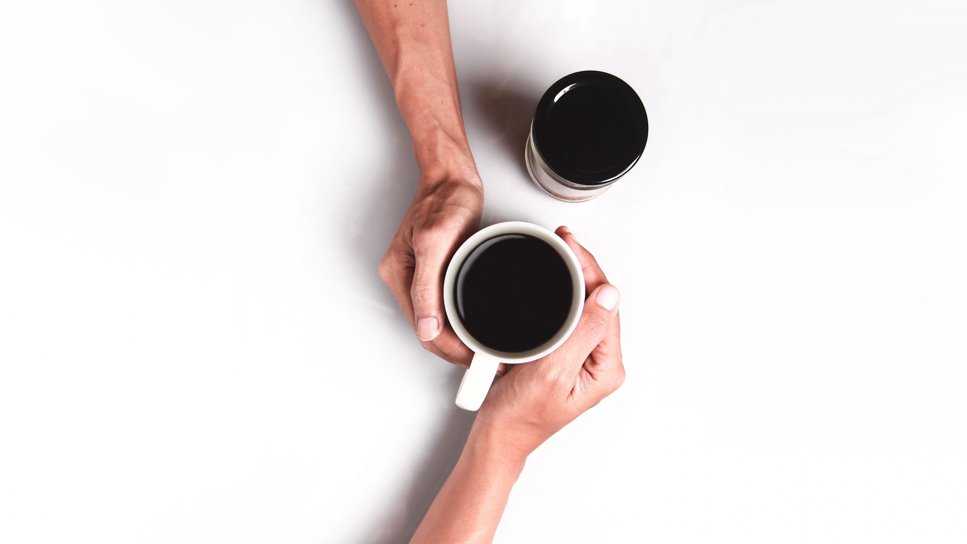hands, coffee, cup, couple, minimalism, 4k, HD Wallpaper