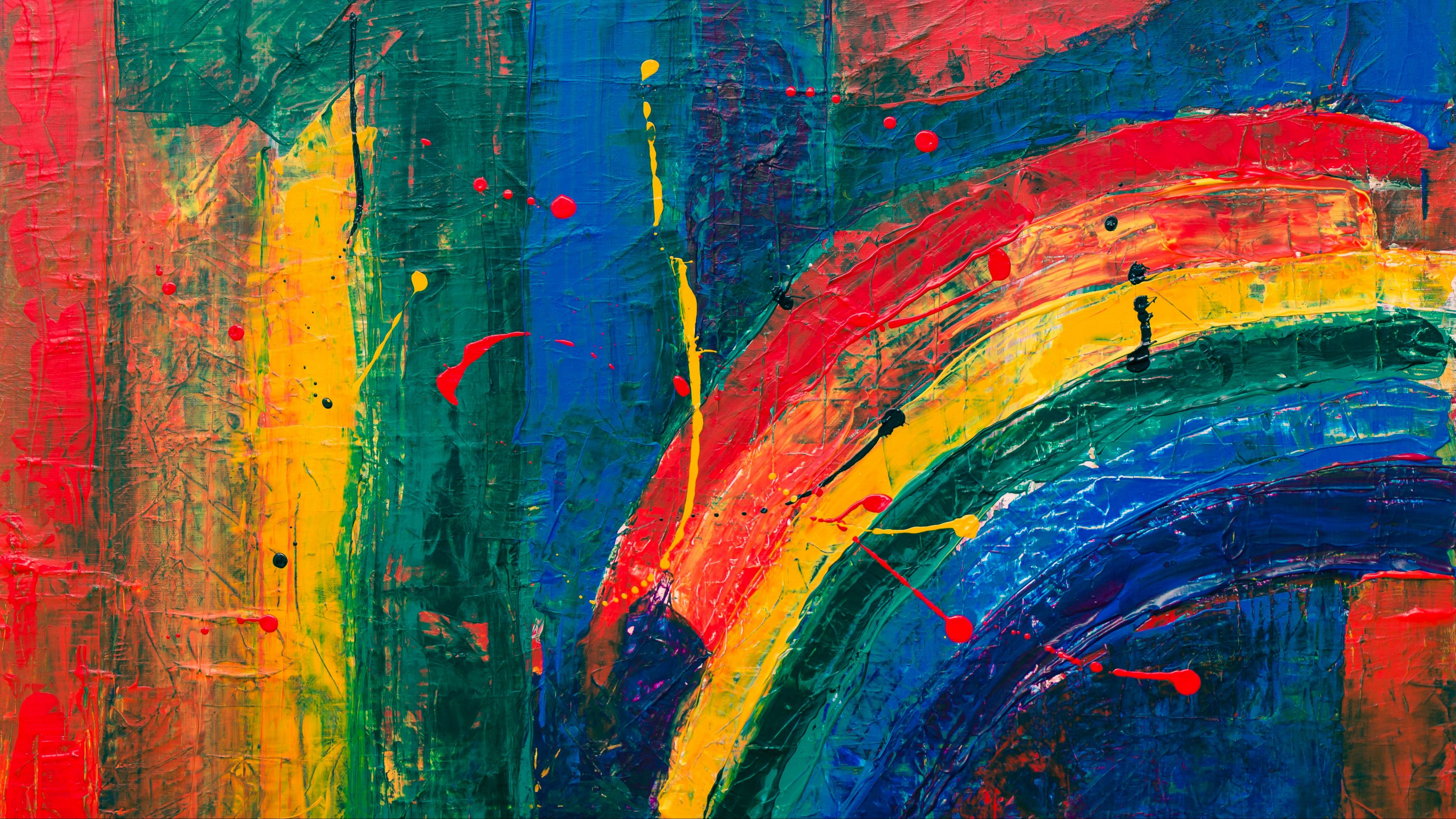 paint, stripes, multicolored, lines, stains, 4k, HD Wallpaper