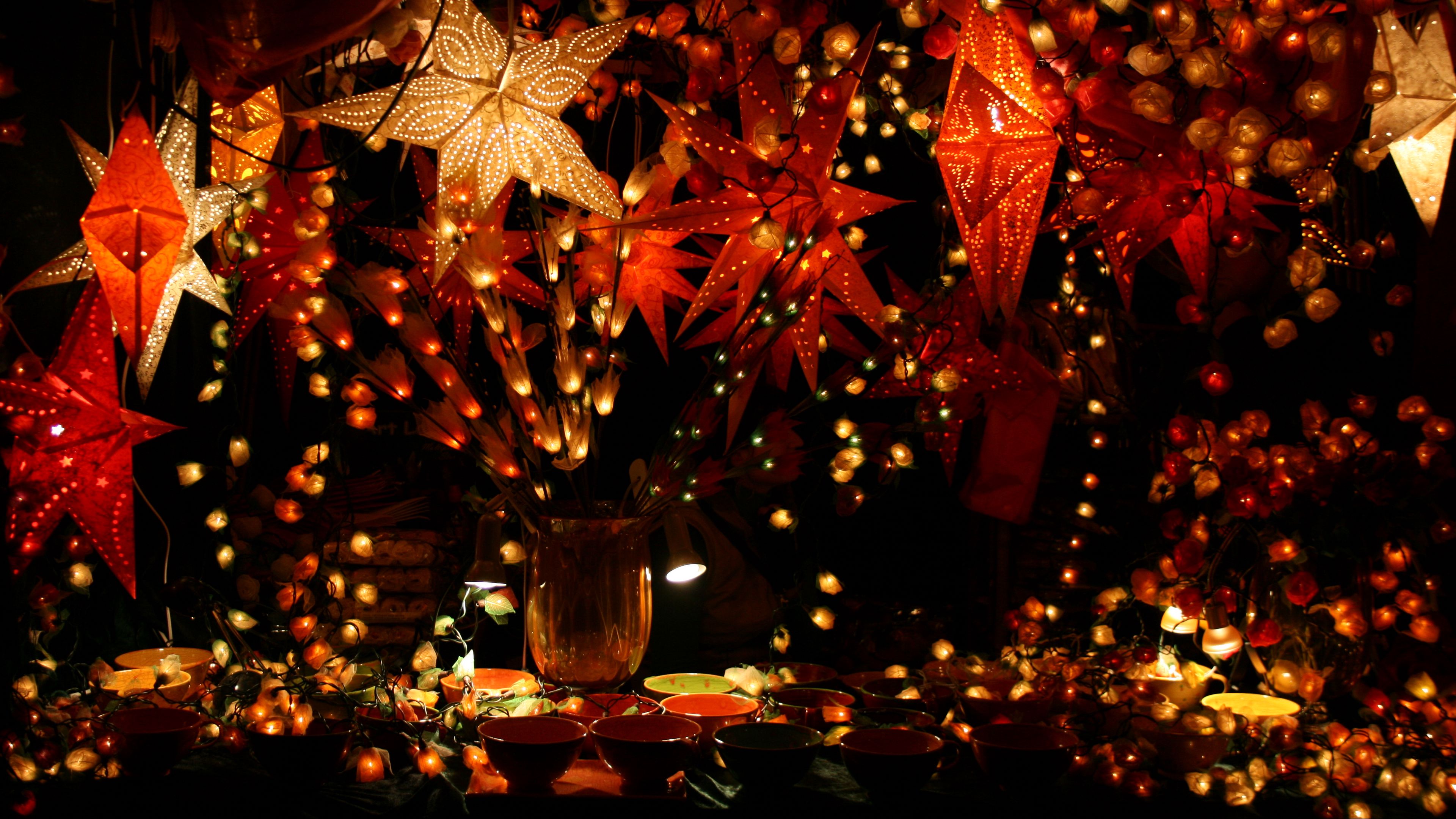 garlands, decoration, christmas, decor, tableware, 4k, HD Wallpaper