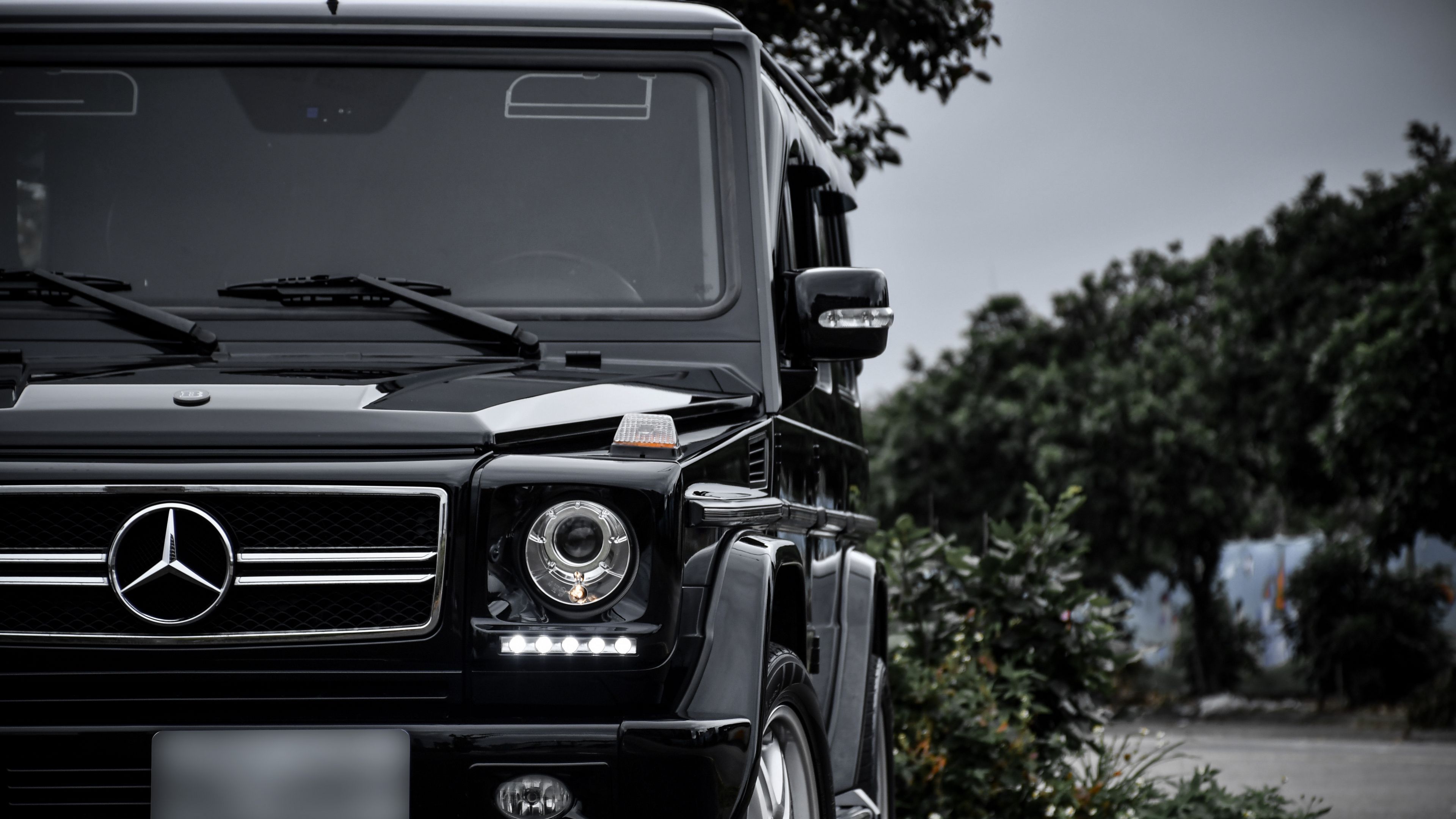 mercedes-benz g500, brabus, suv, luxury, black, front view, 4k, HD Wallpaper