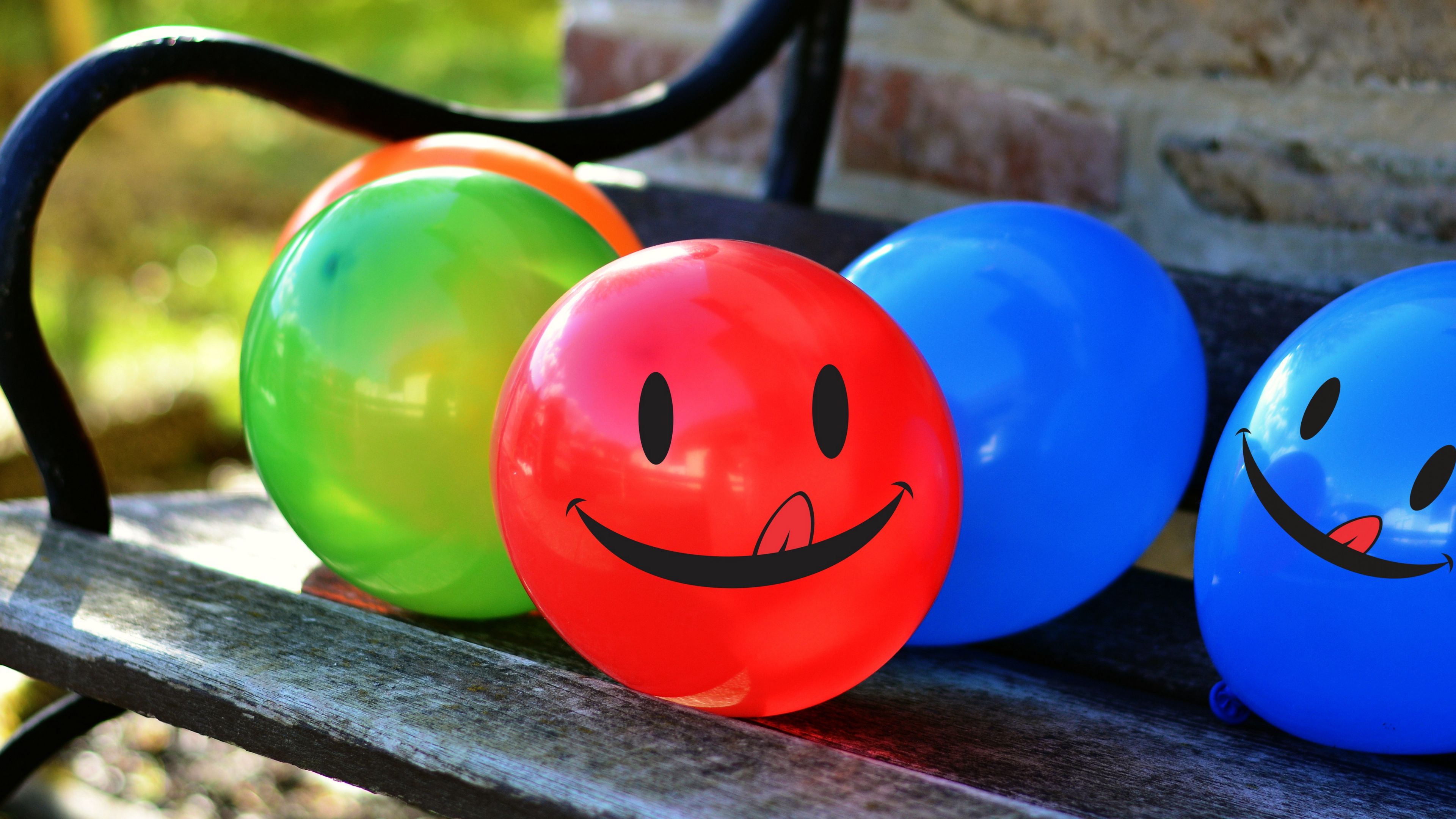 balloons, smile, smiley, colorful, 4k, HD Wallpaper