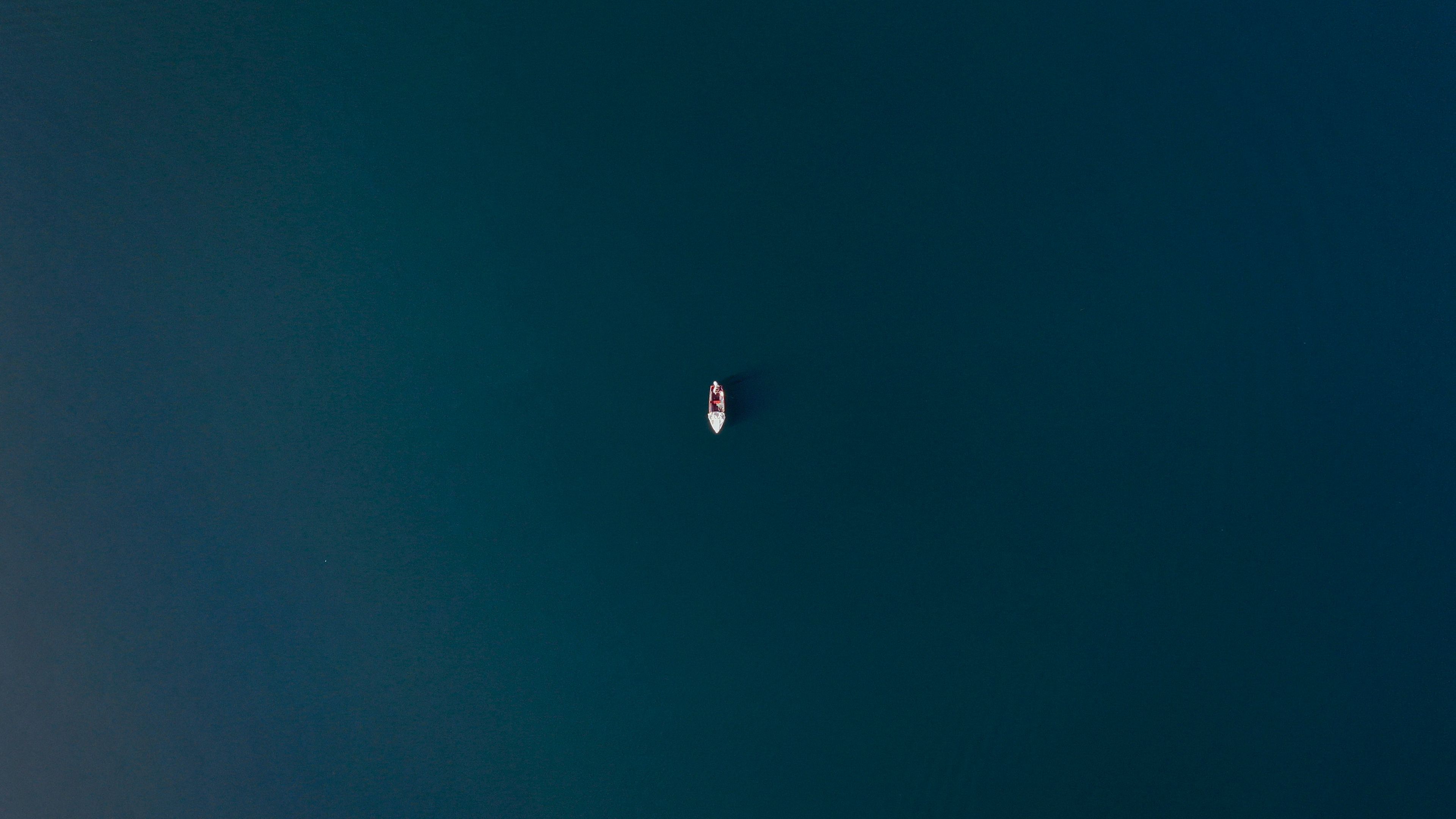 aerial view, boat, water, 4k, HD Wallpaper