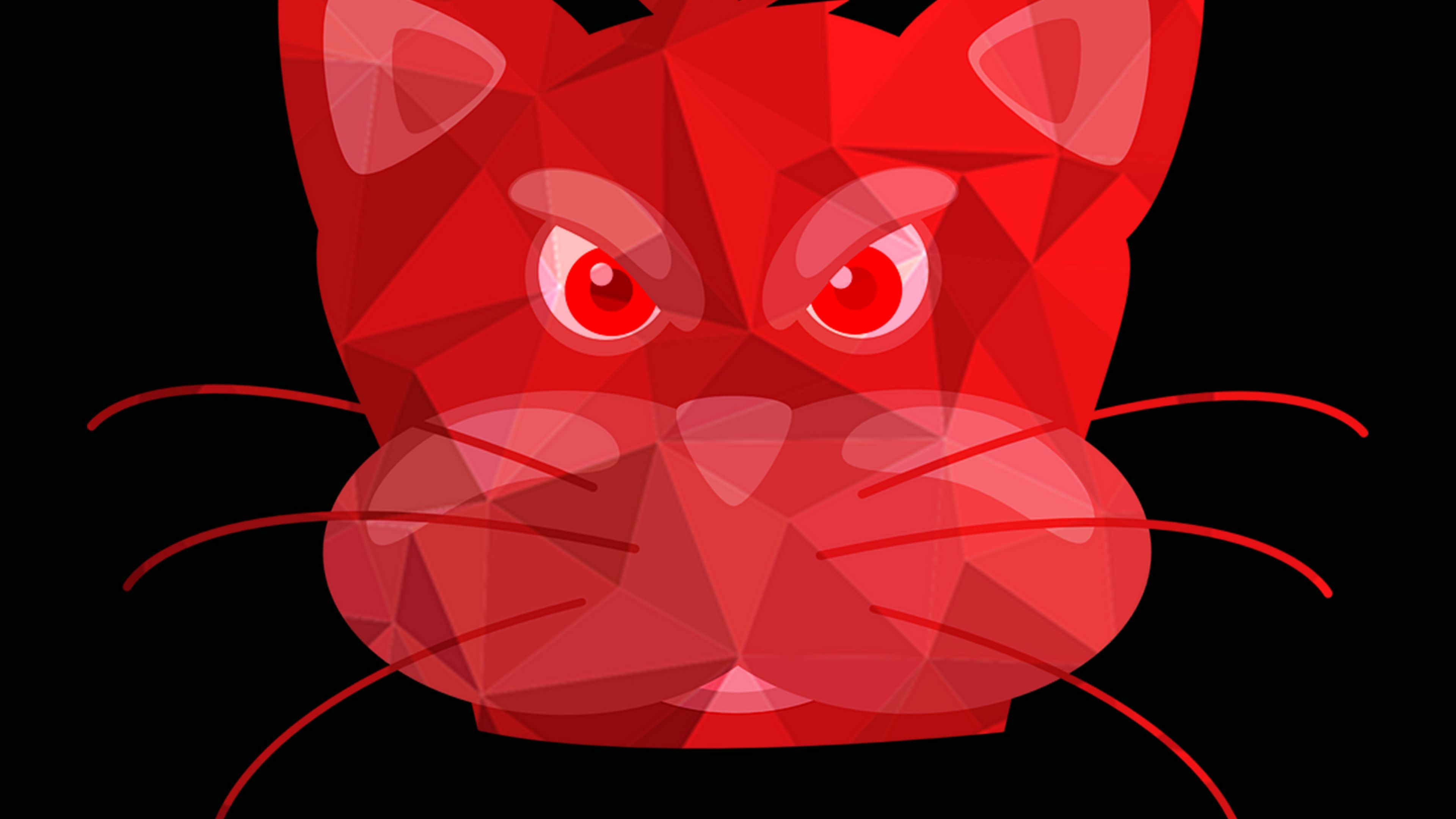 cat, muzzle, art, red, pink, 4k, HD Wallpaper