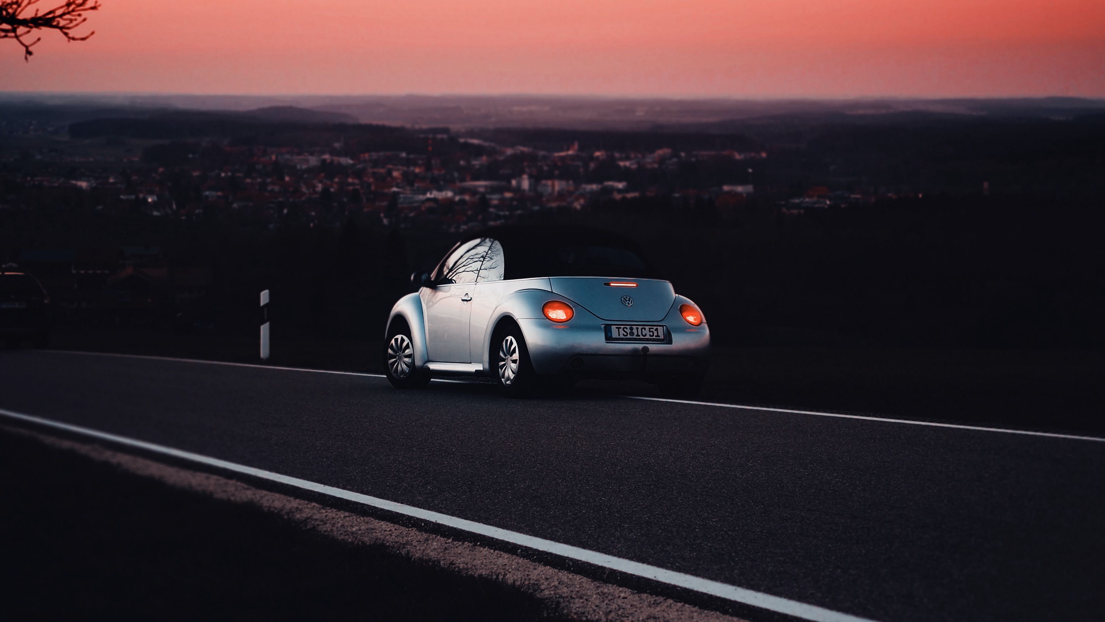 volkswagen, car, road, lights, 4k, HD Wallpaper