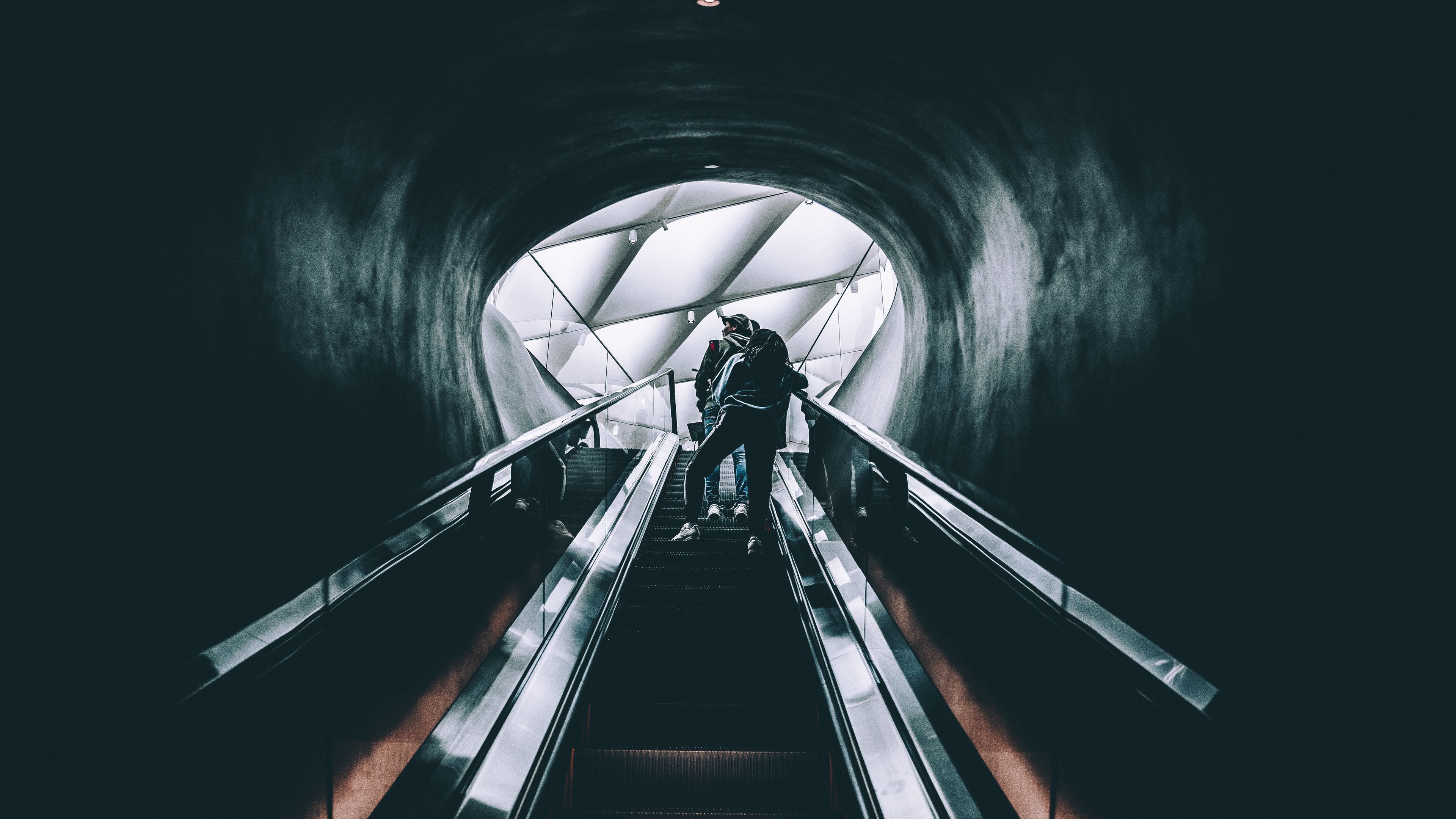 escalator, people, stairs, rise, underground, 4k, HD Wallpaper