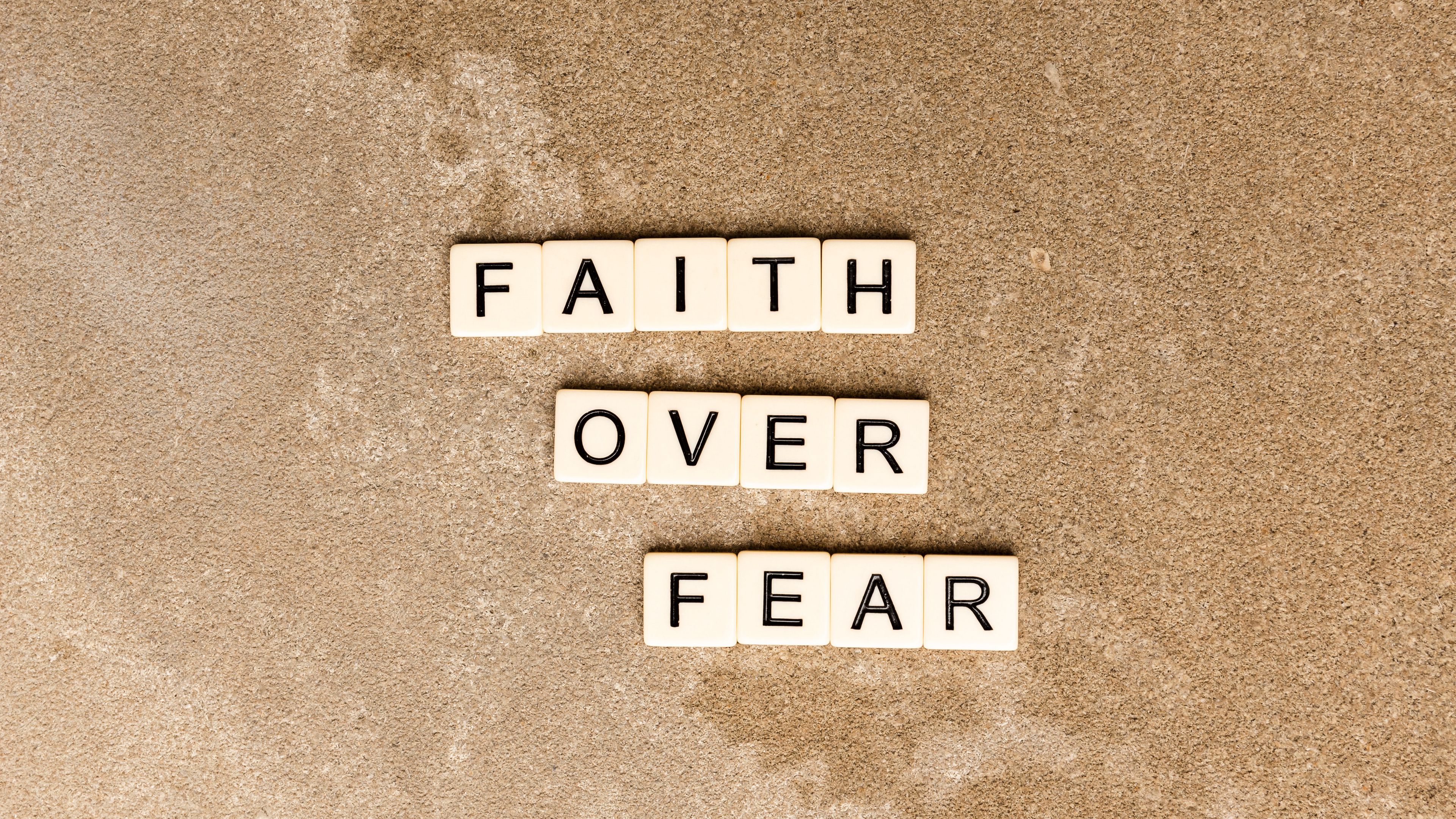 faith, inscription, sand, 4k, HD Wallpaper