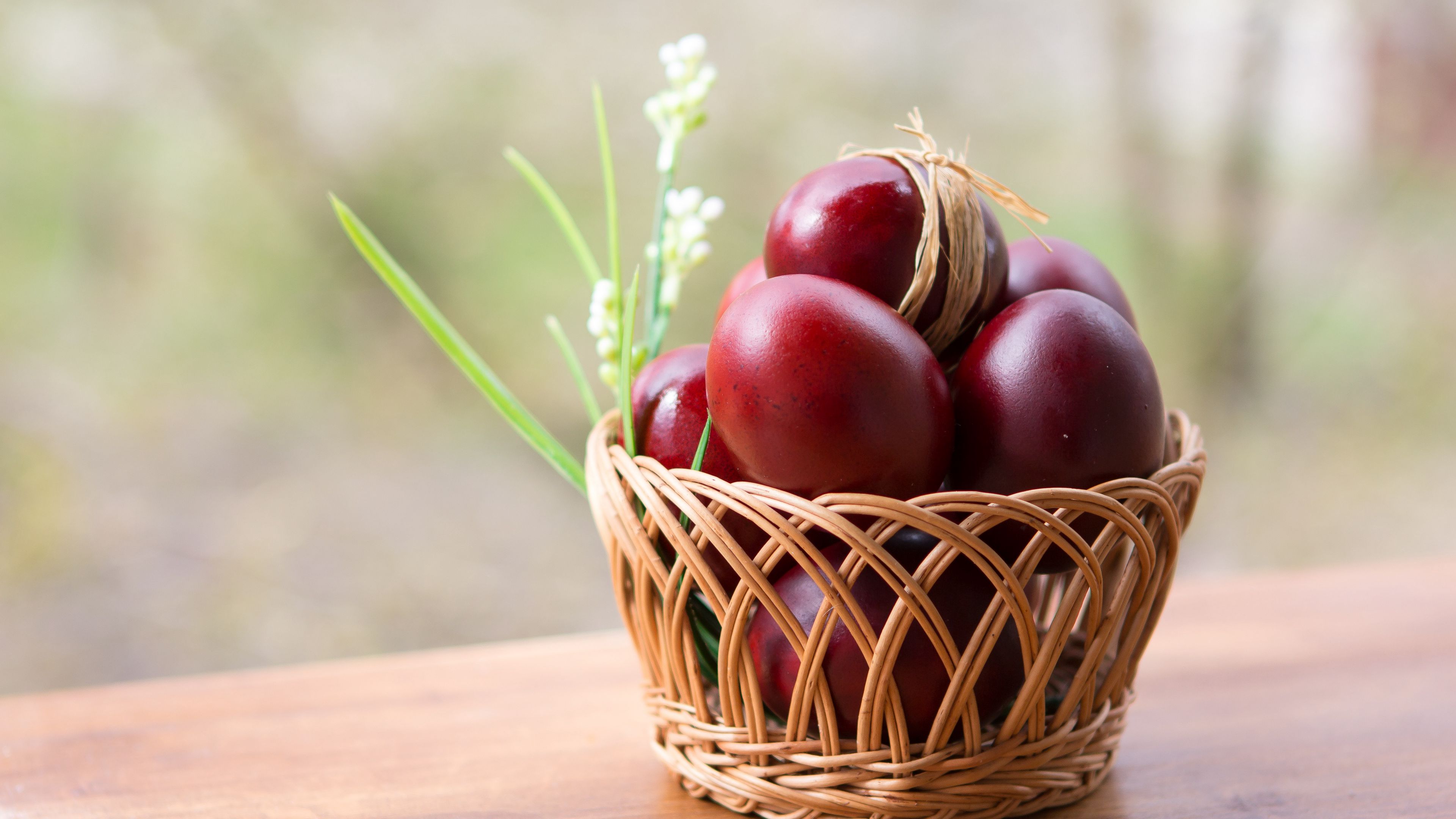 eggs, easter, basket, painted, 4k, HD Wallpaper