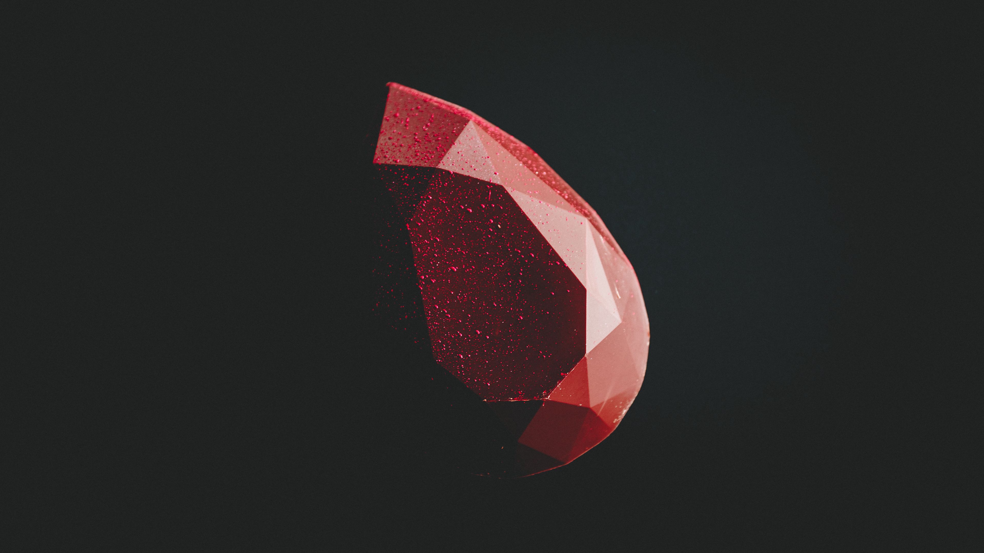 shape, facet, red, black, 4k, HD Wallpaper