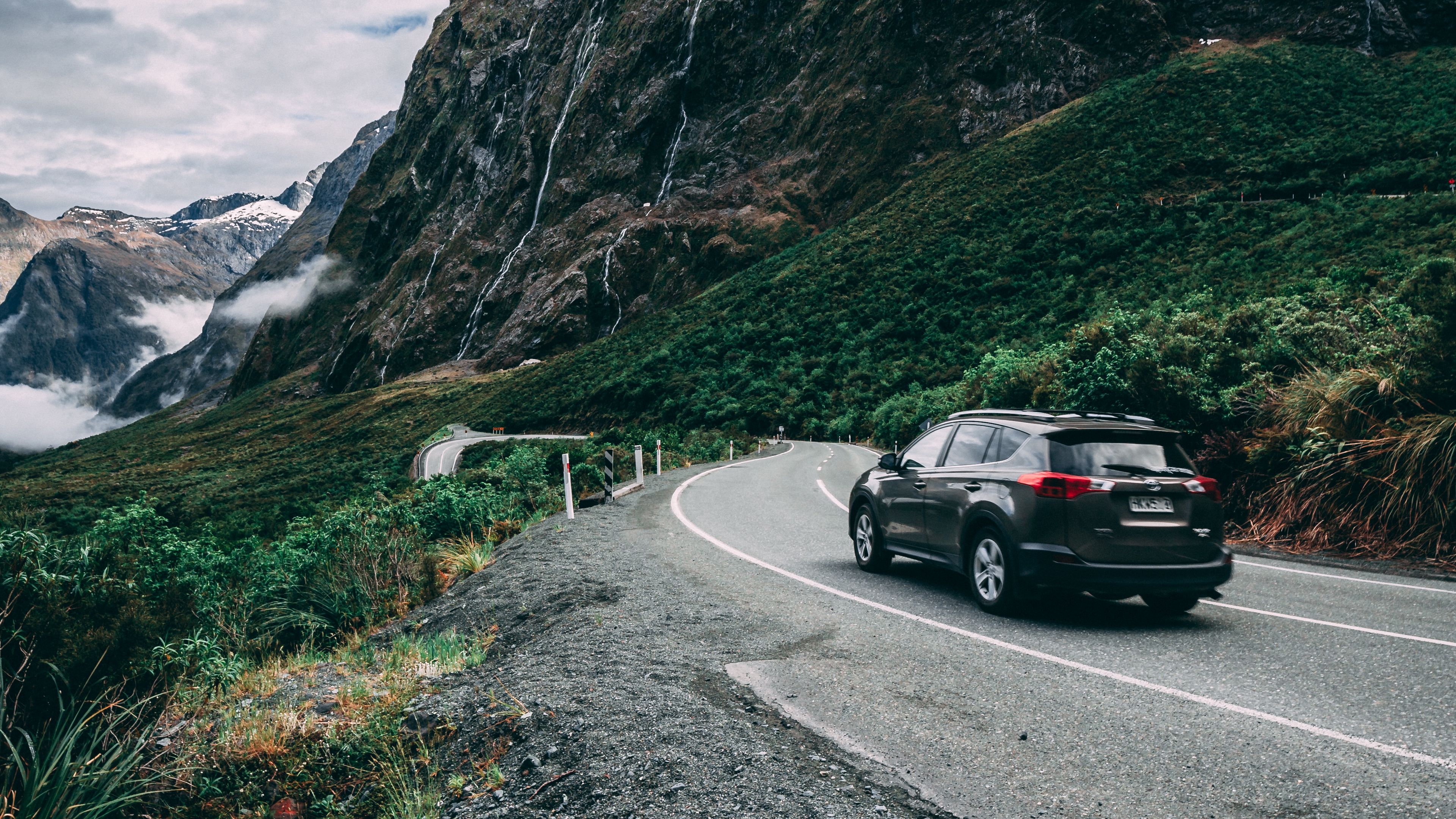 auto, mountains, road, turn, 4k, HD Wallpaper