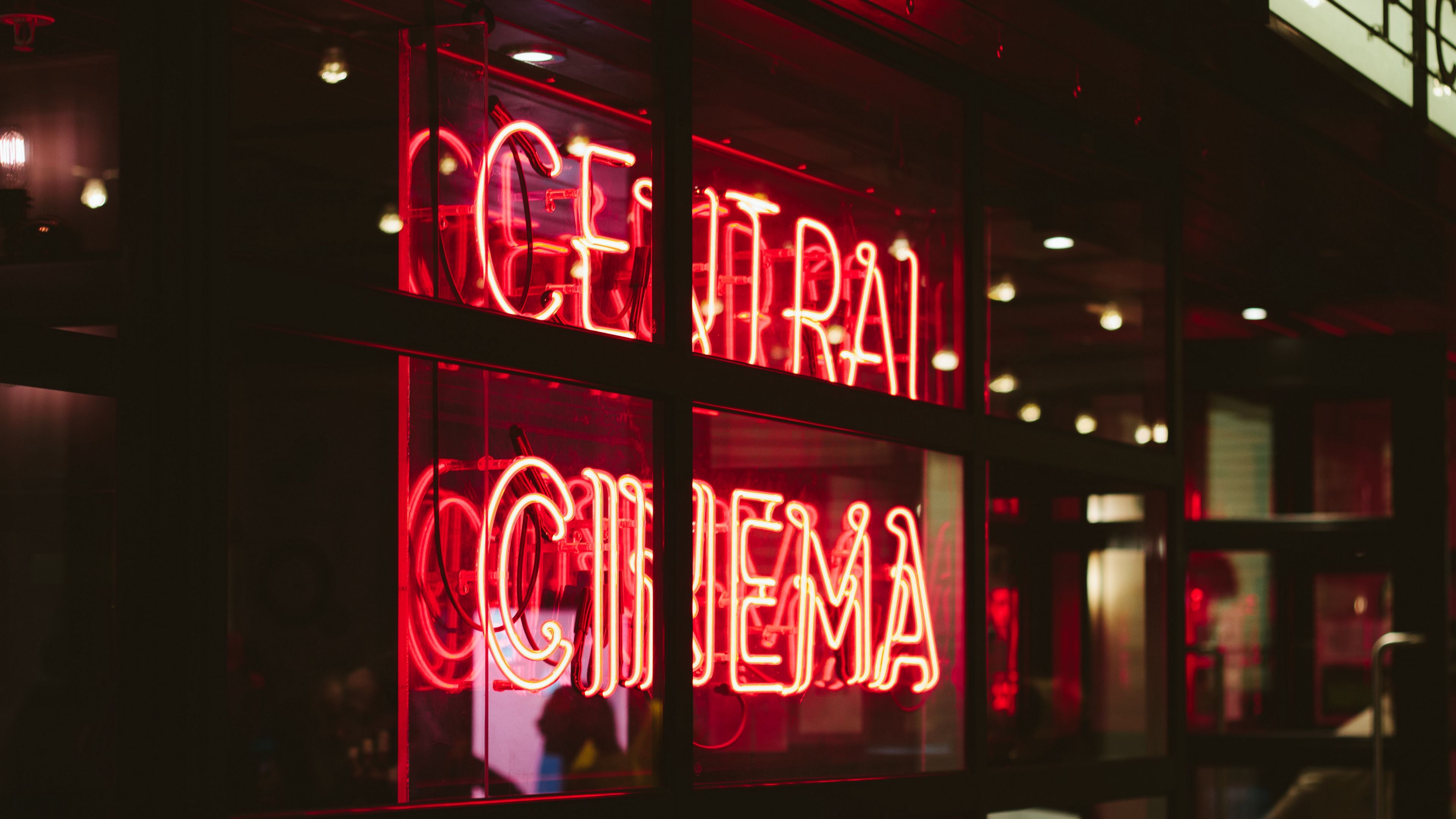 inscription, neon, window, light, glass, 4k, HD Wallpaper