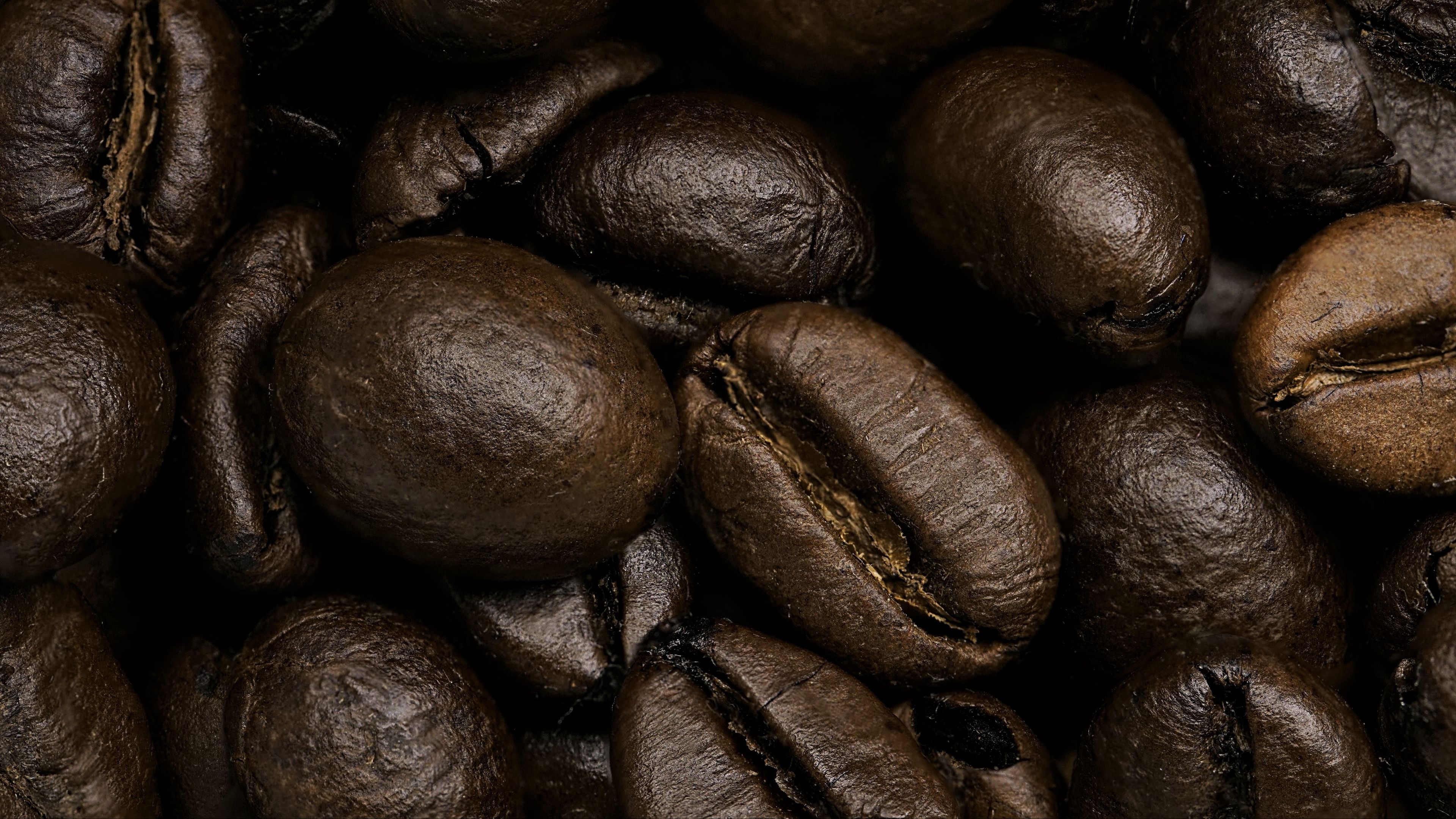 coffee beans, coffee, close-up, 4k, HD Wallpaper