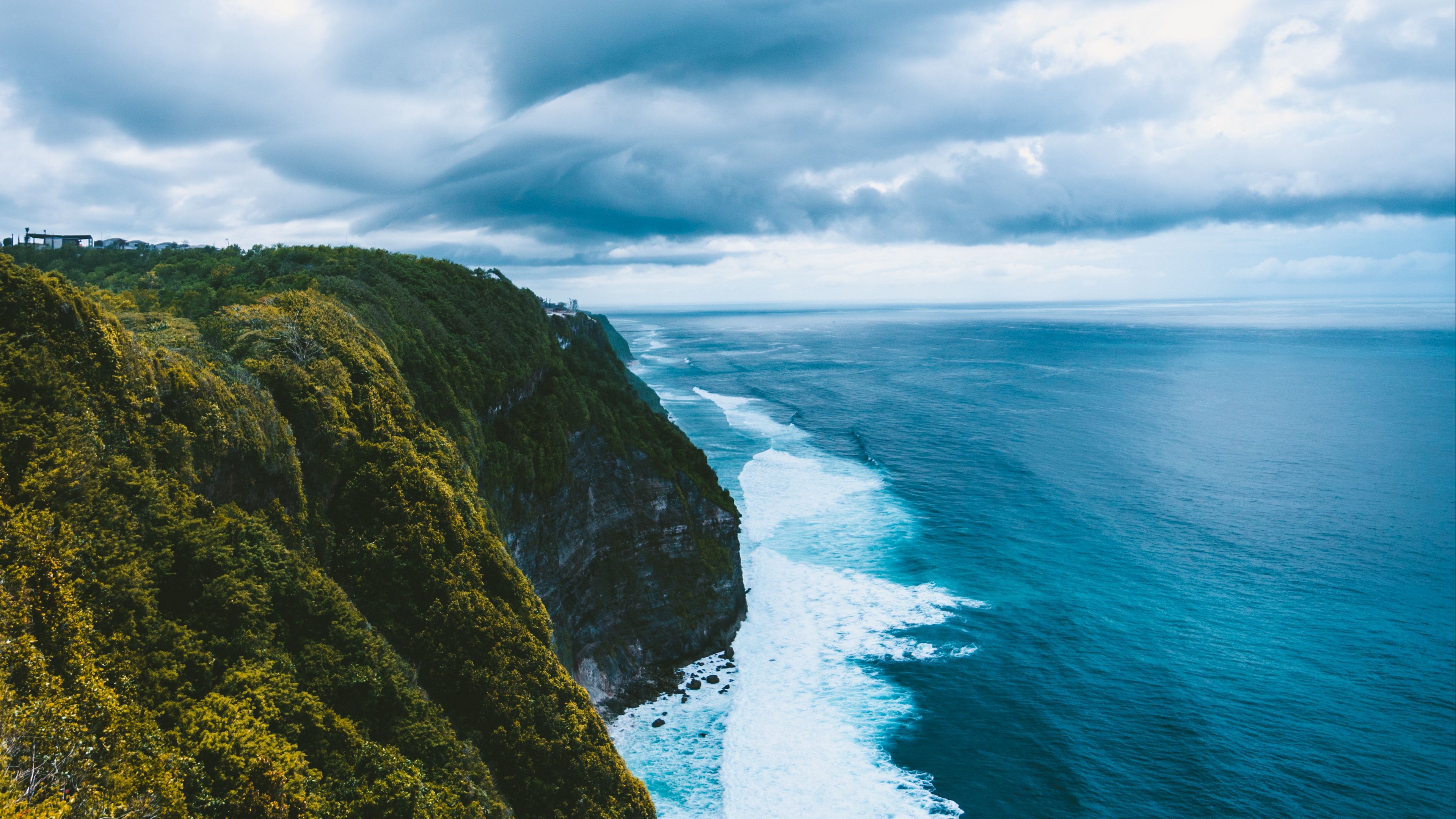cliff, sea, surf, sky, 4k, HD Wallpaper